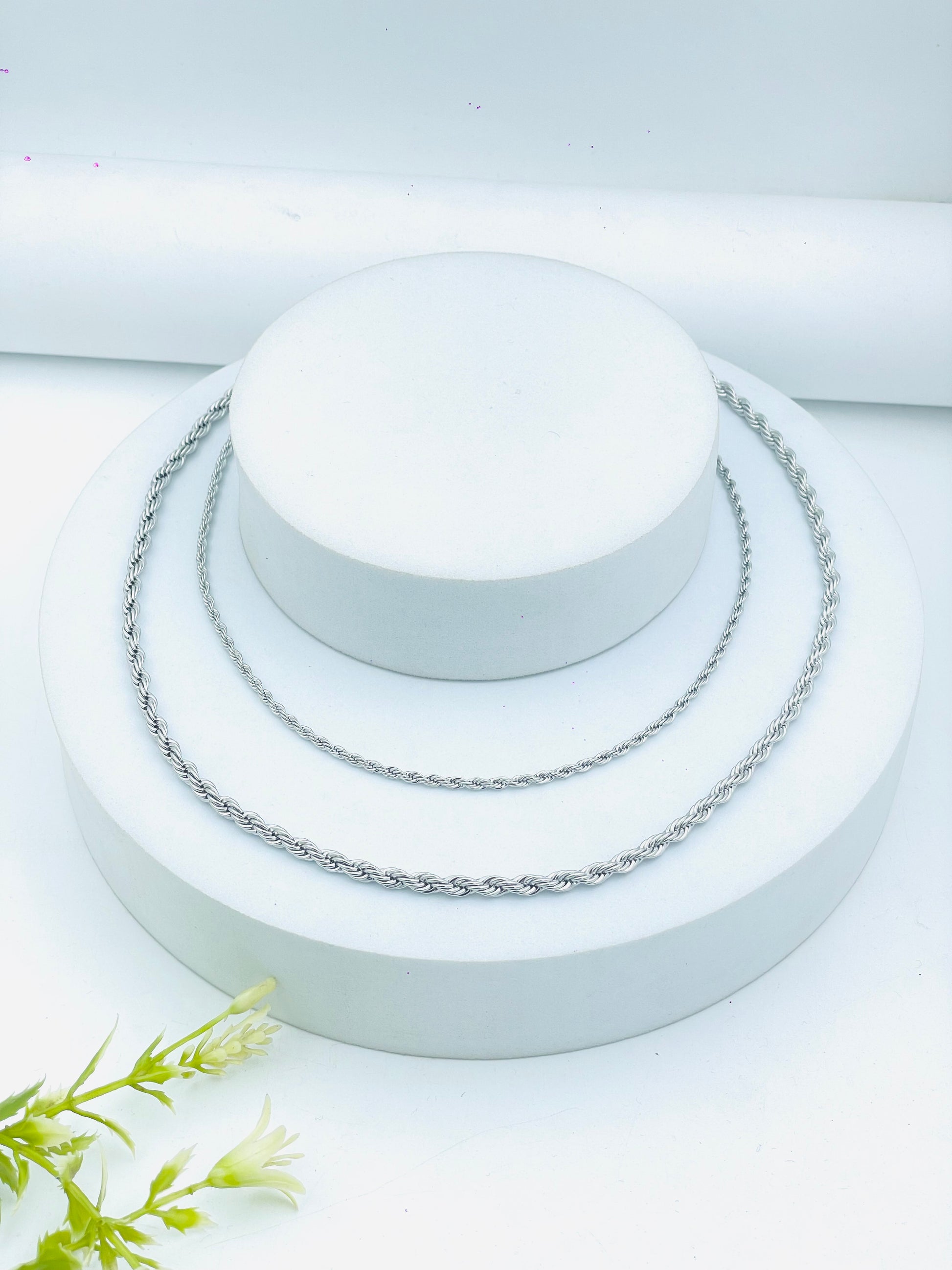Elegant Sterling Silver Rope Chain Necklace