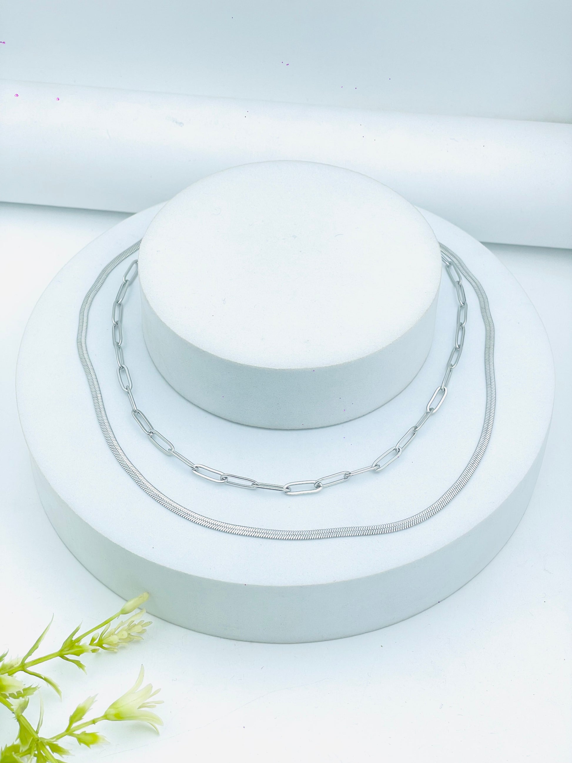 Elegant Silver Chain Necklace Set