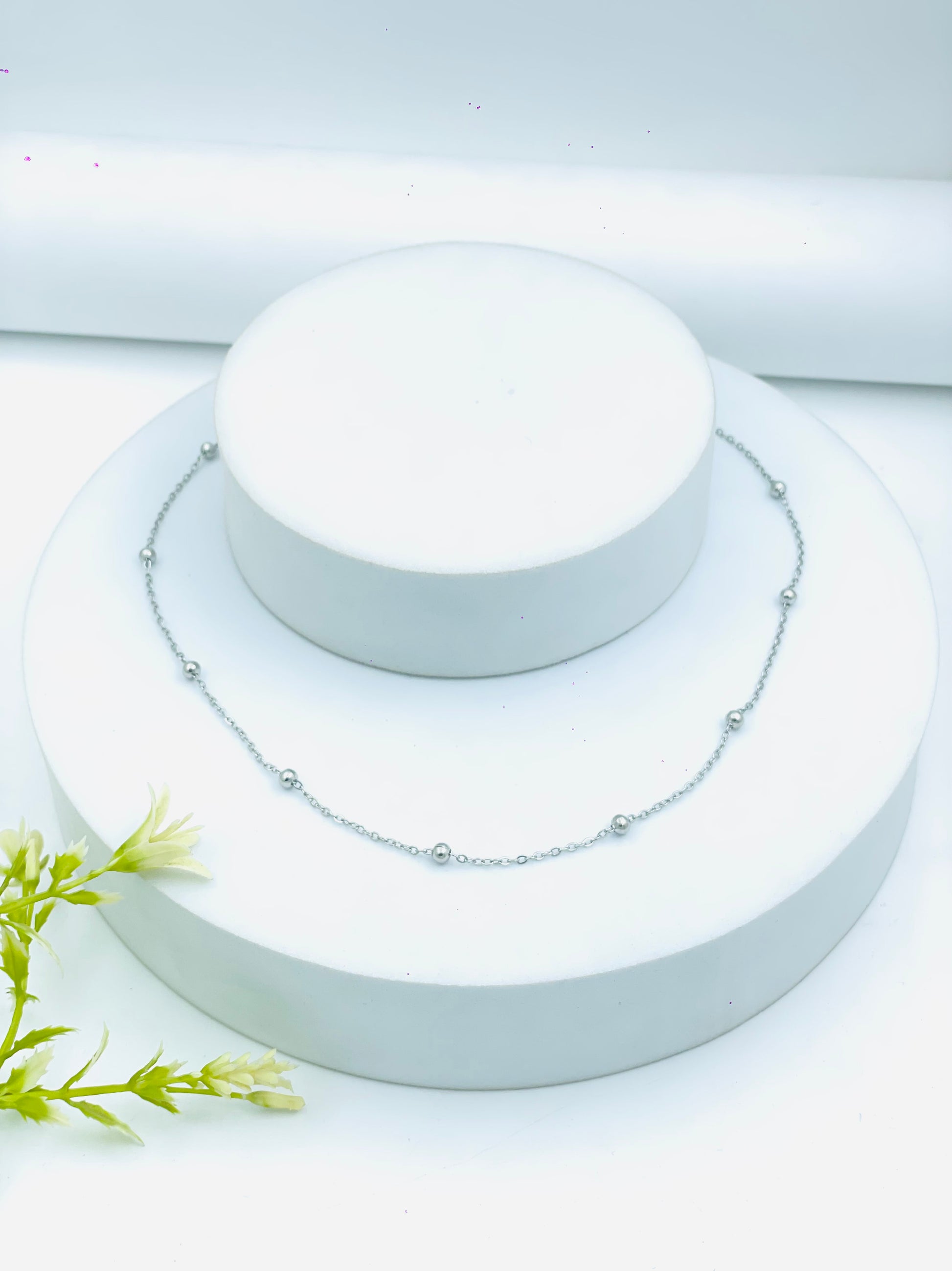 Elegant Silver Beaded Necklace