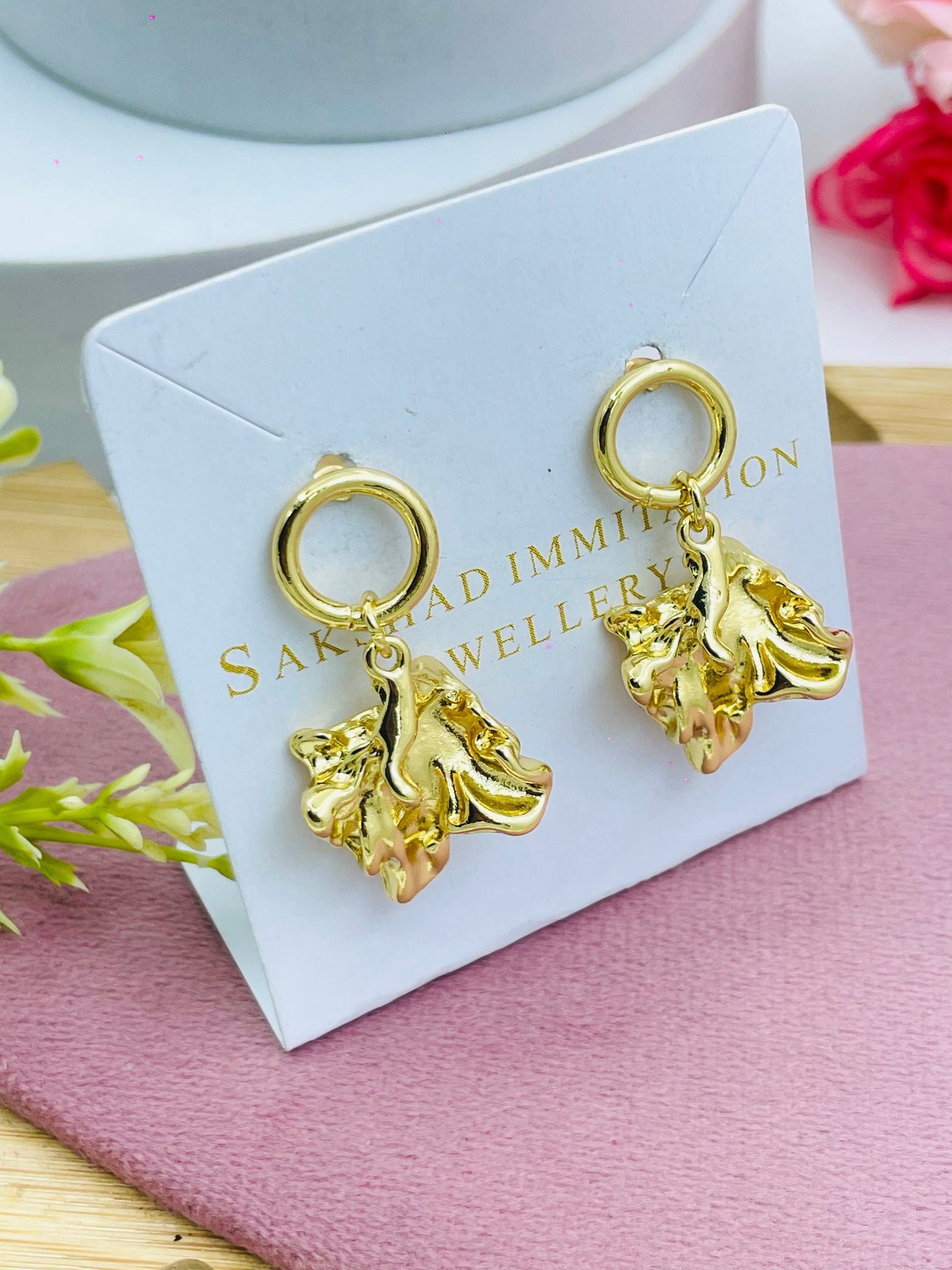 Golden Lion Head Earrings  Sakshi Ad Immittation Jewellery