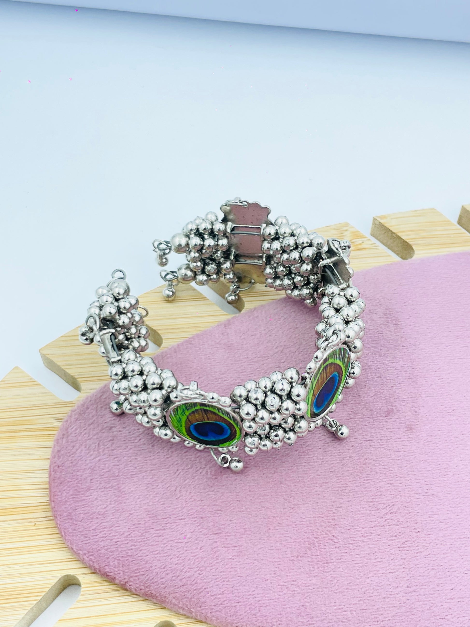 Stylish Peacock Design Beaded Bracelet