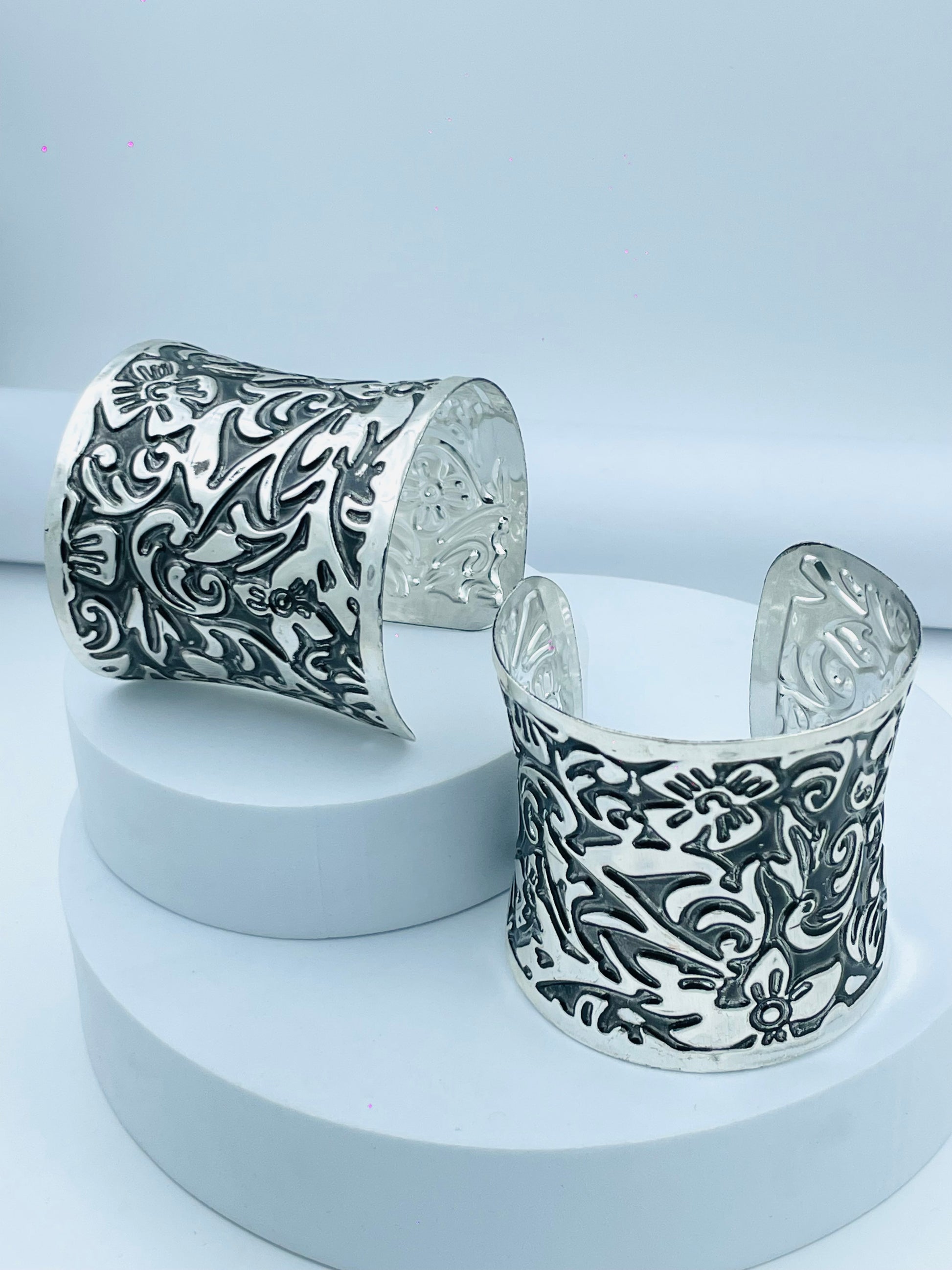 Elegant Ornate Silver Cuff Bracelets 1 Piece