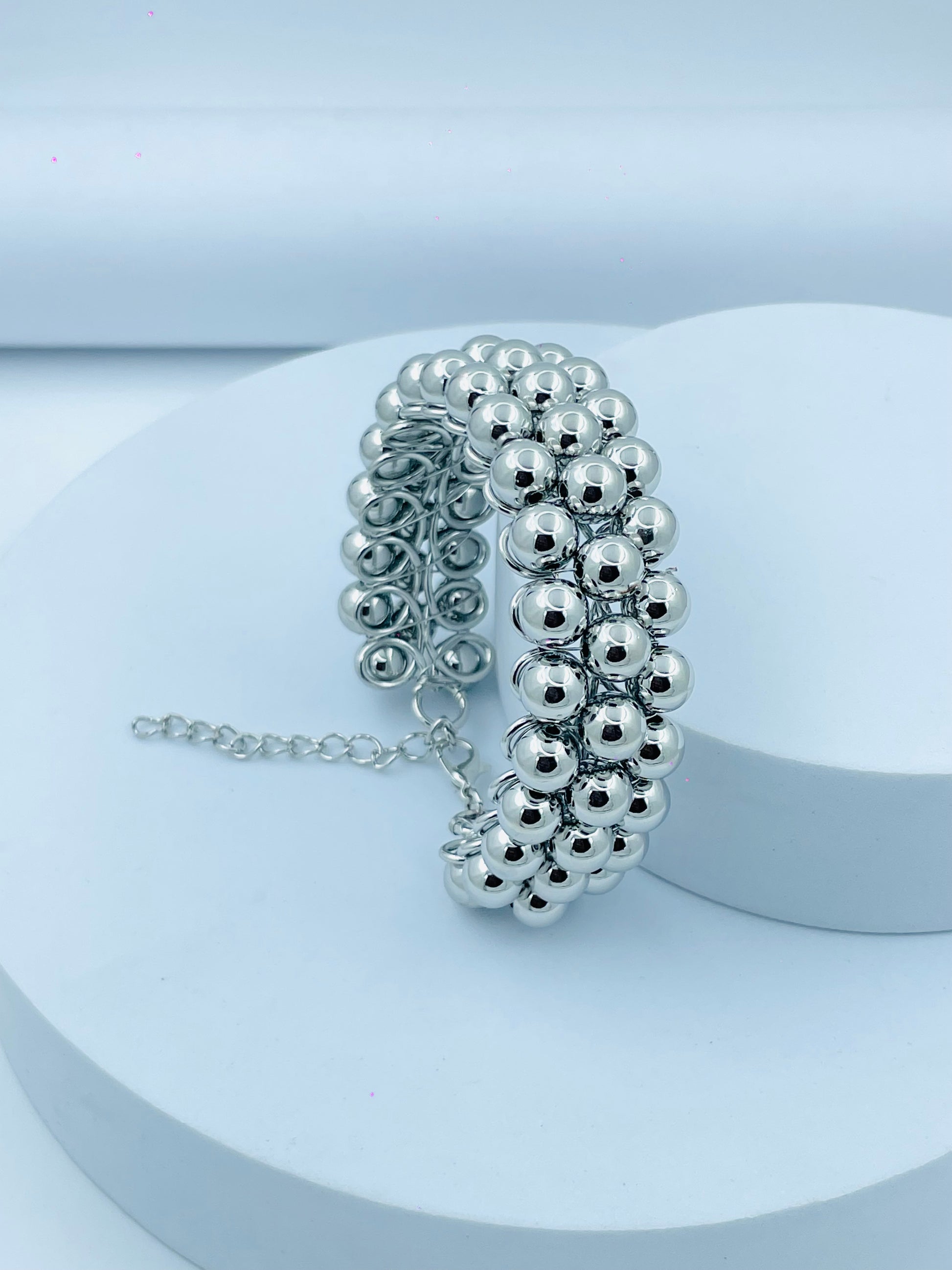 Elegant Silver Beaded Bracelet