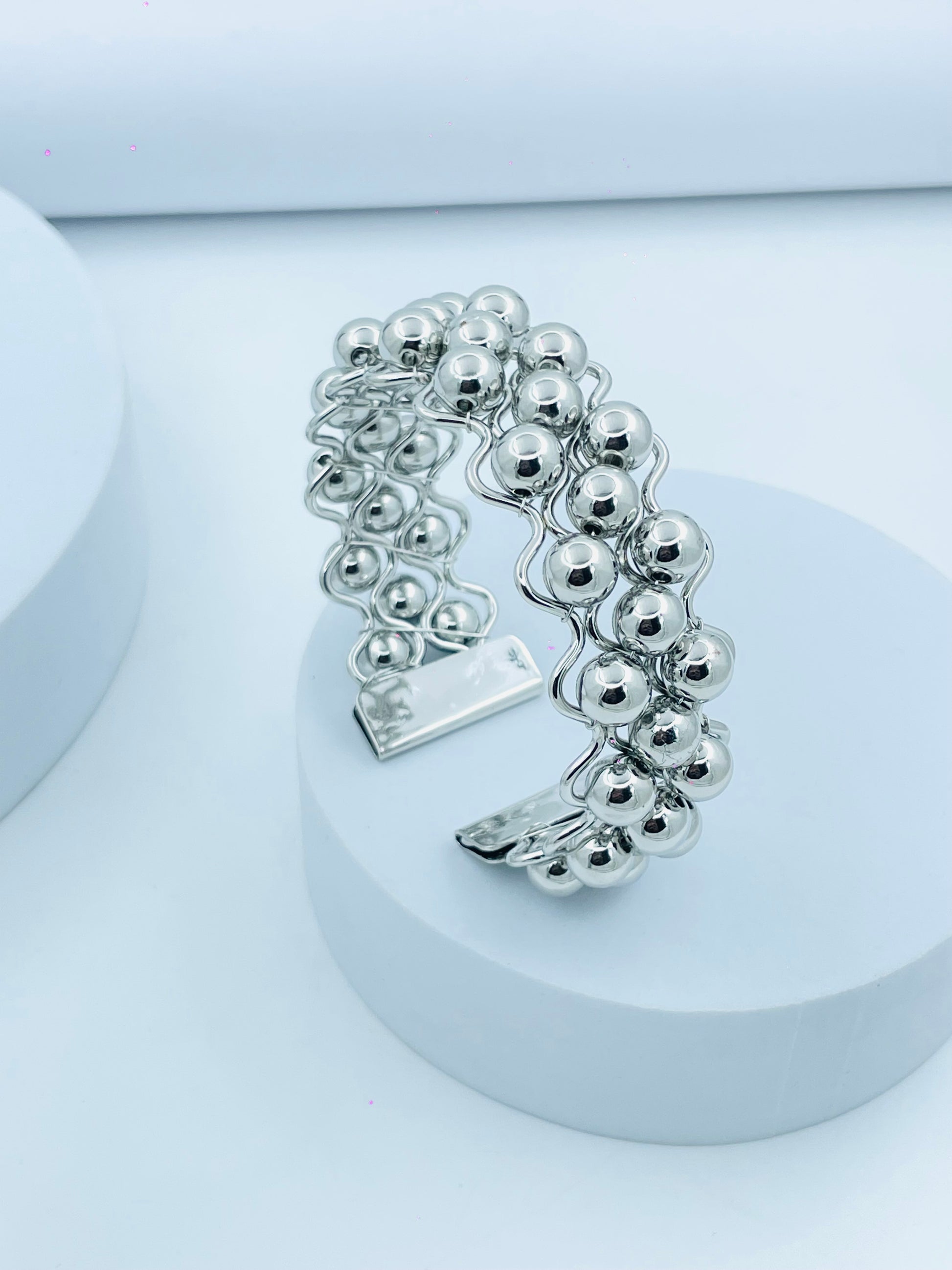 Elegant Silver Beaded Bracelet  Stylish Jewelry