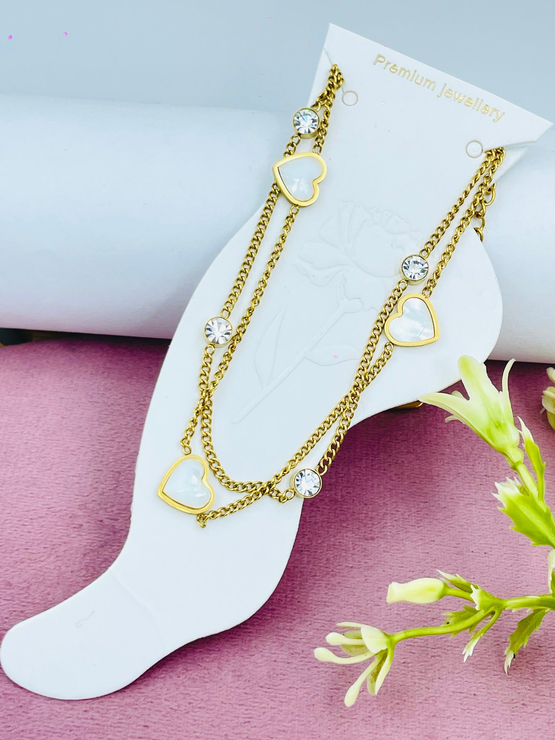 Elegant Heart and Chain anklets