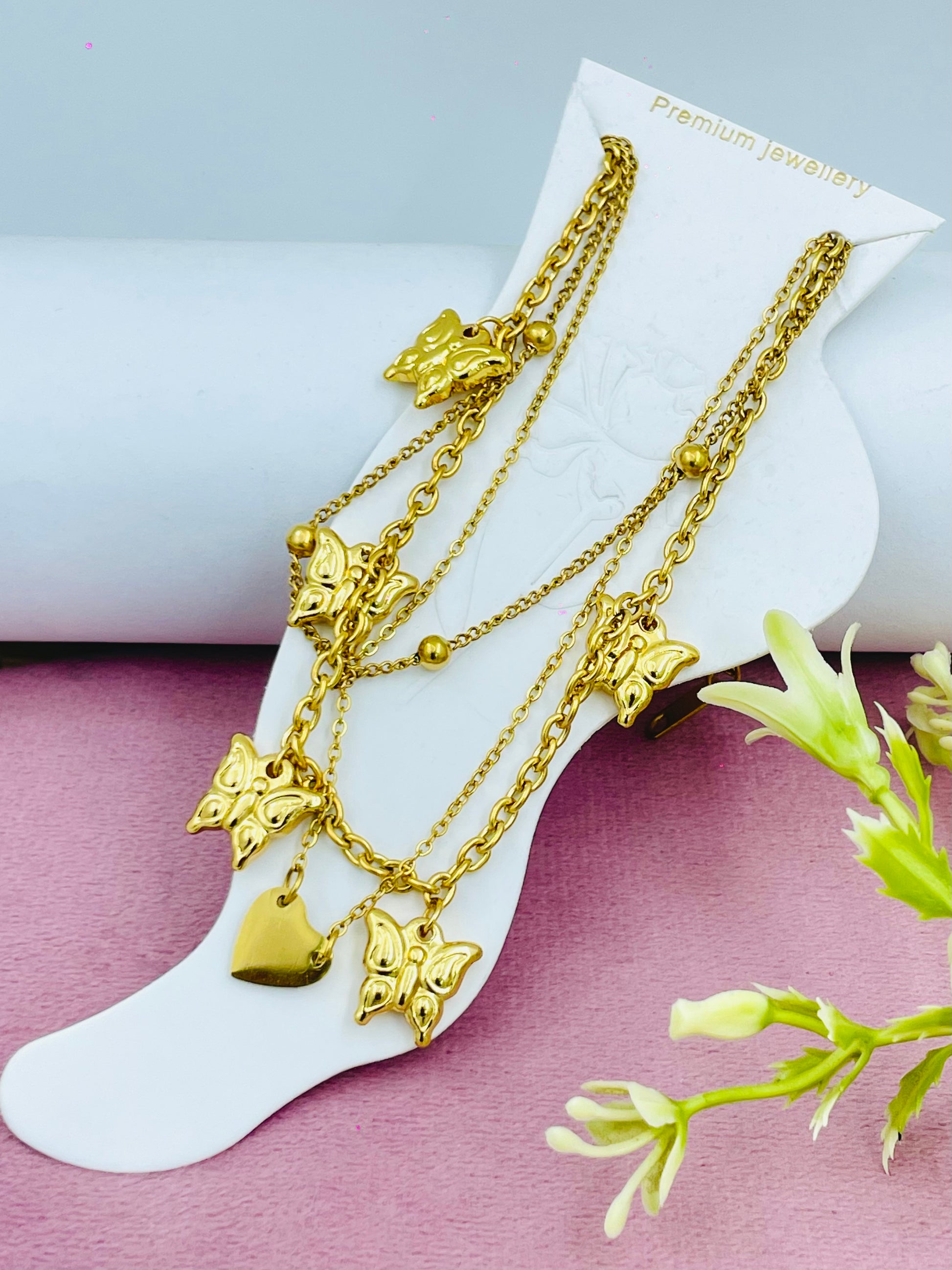 Elegant Gold Butterfly Charm Anklets