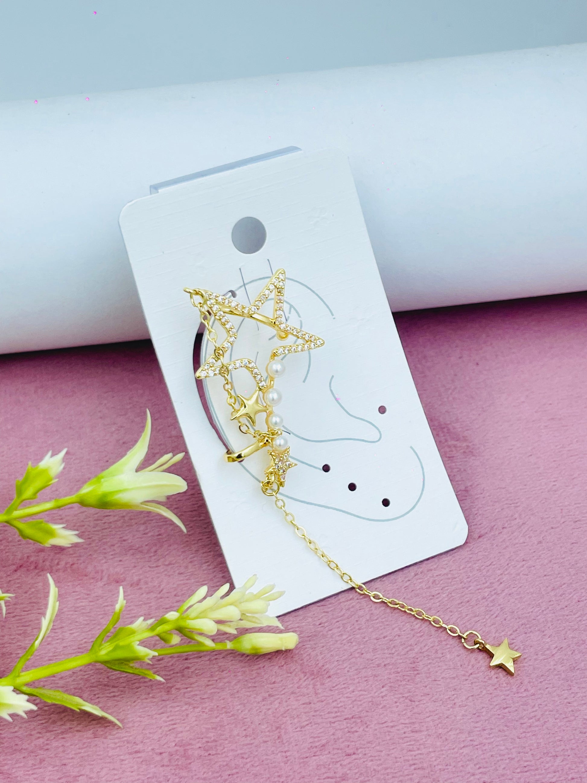 Elegant Gold Star Drop Earrings