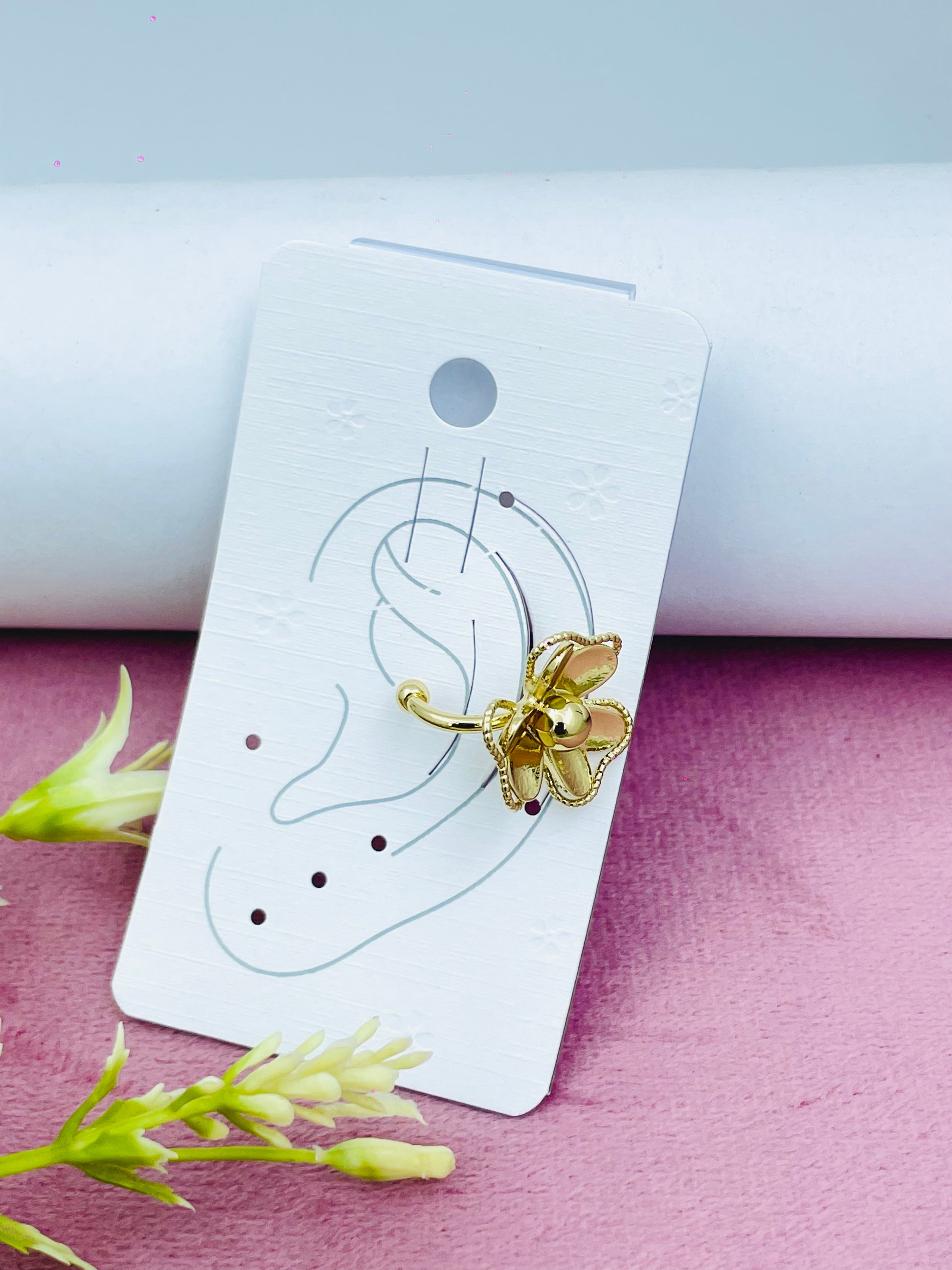 Elegant Gold Floral Hook Earring  Stylish Jewelry