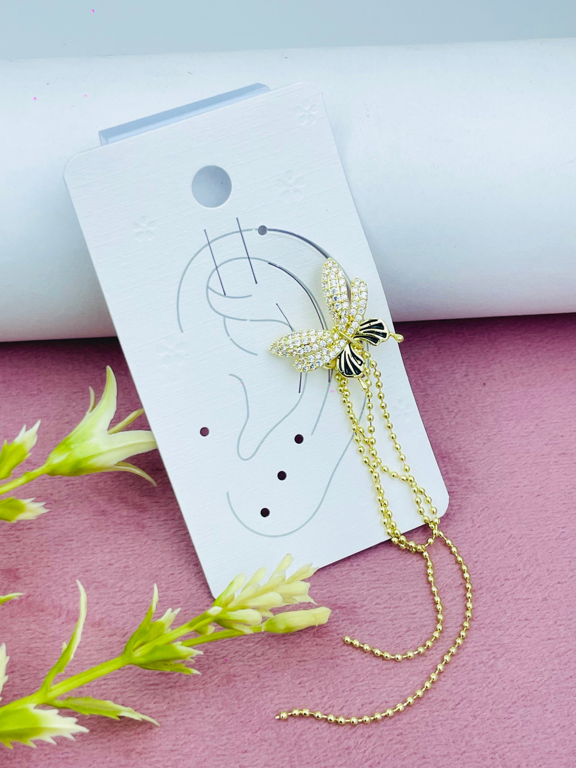 Elegant Gold Butterfly Chain Earring