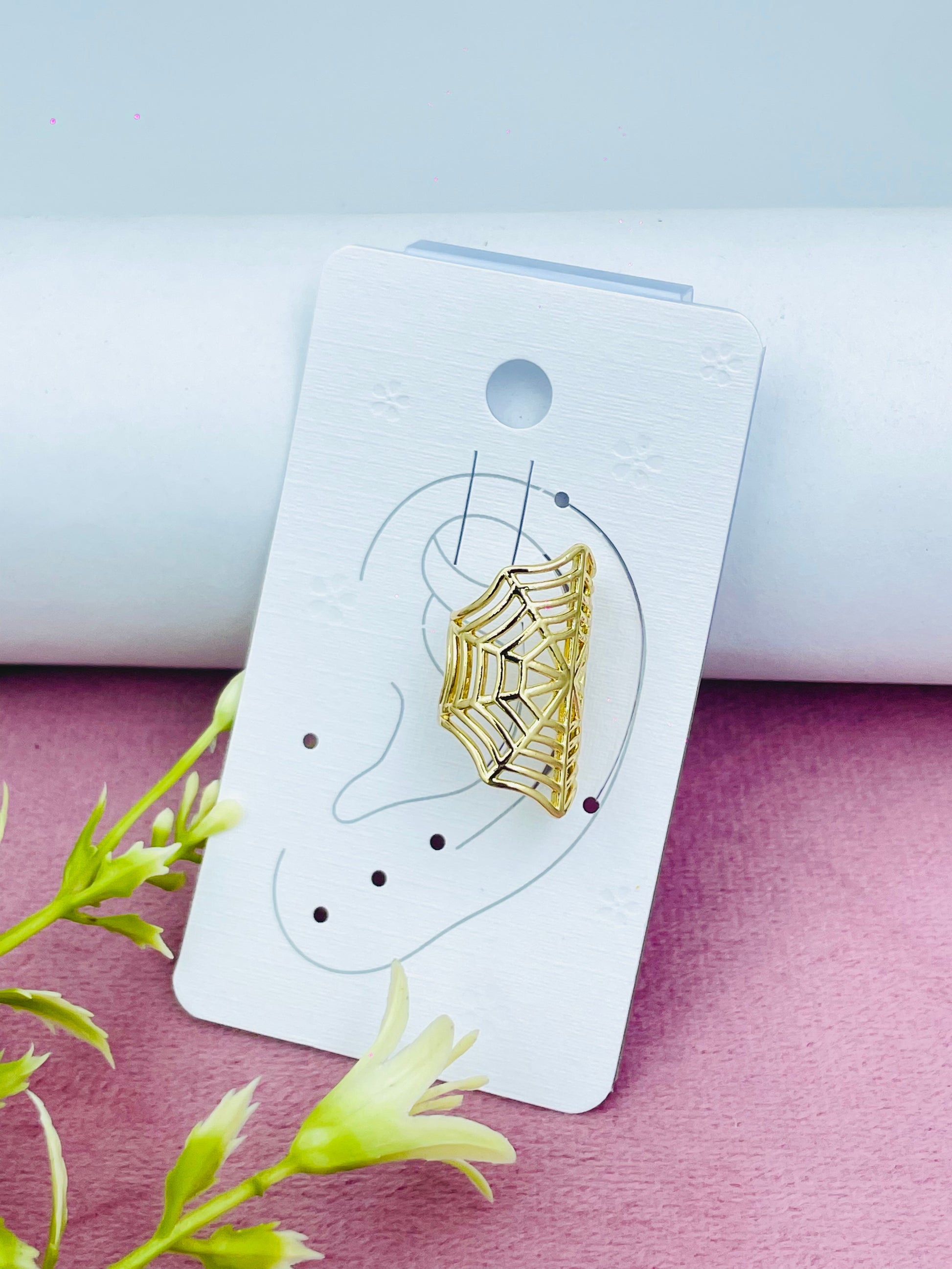 Elegant Gold Spider Web Ear Cuff