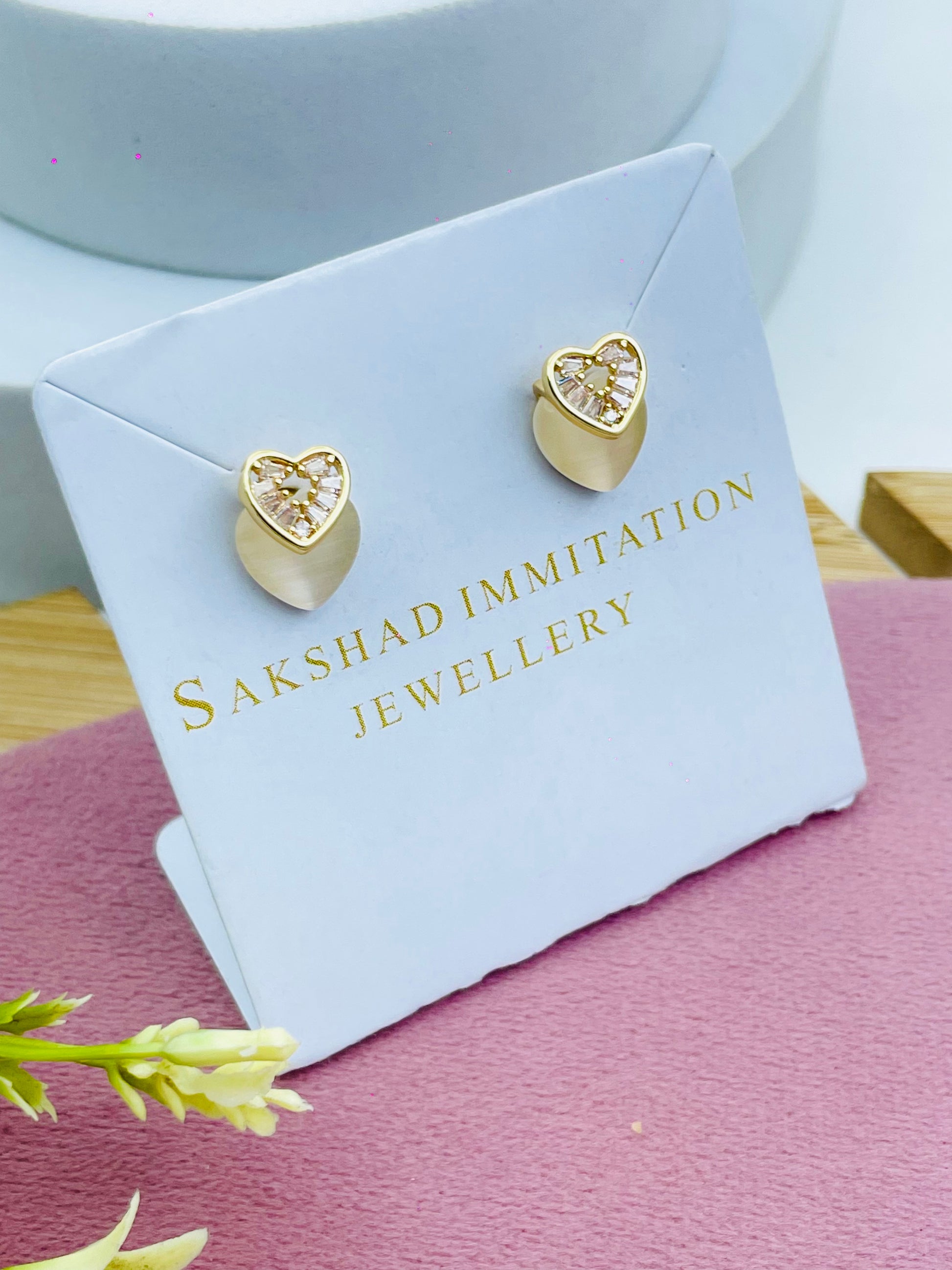 Heart Shaped Gold Tone Earrings  Elegant Jewelry