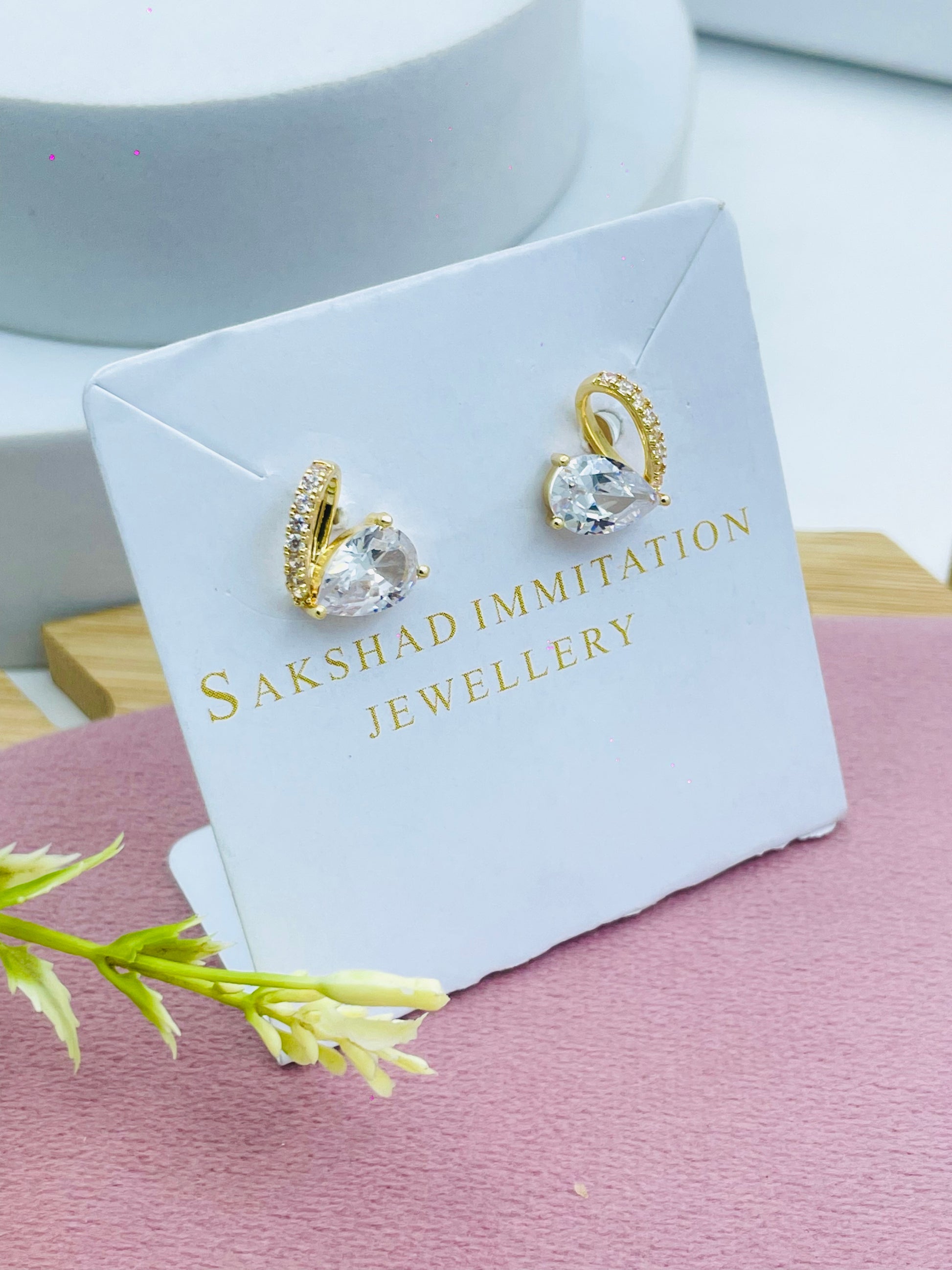 Elegant Gold and Crystal Stud Earrings