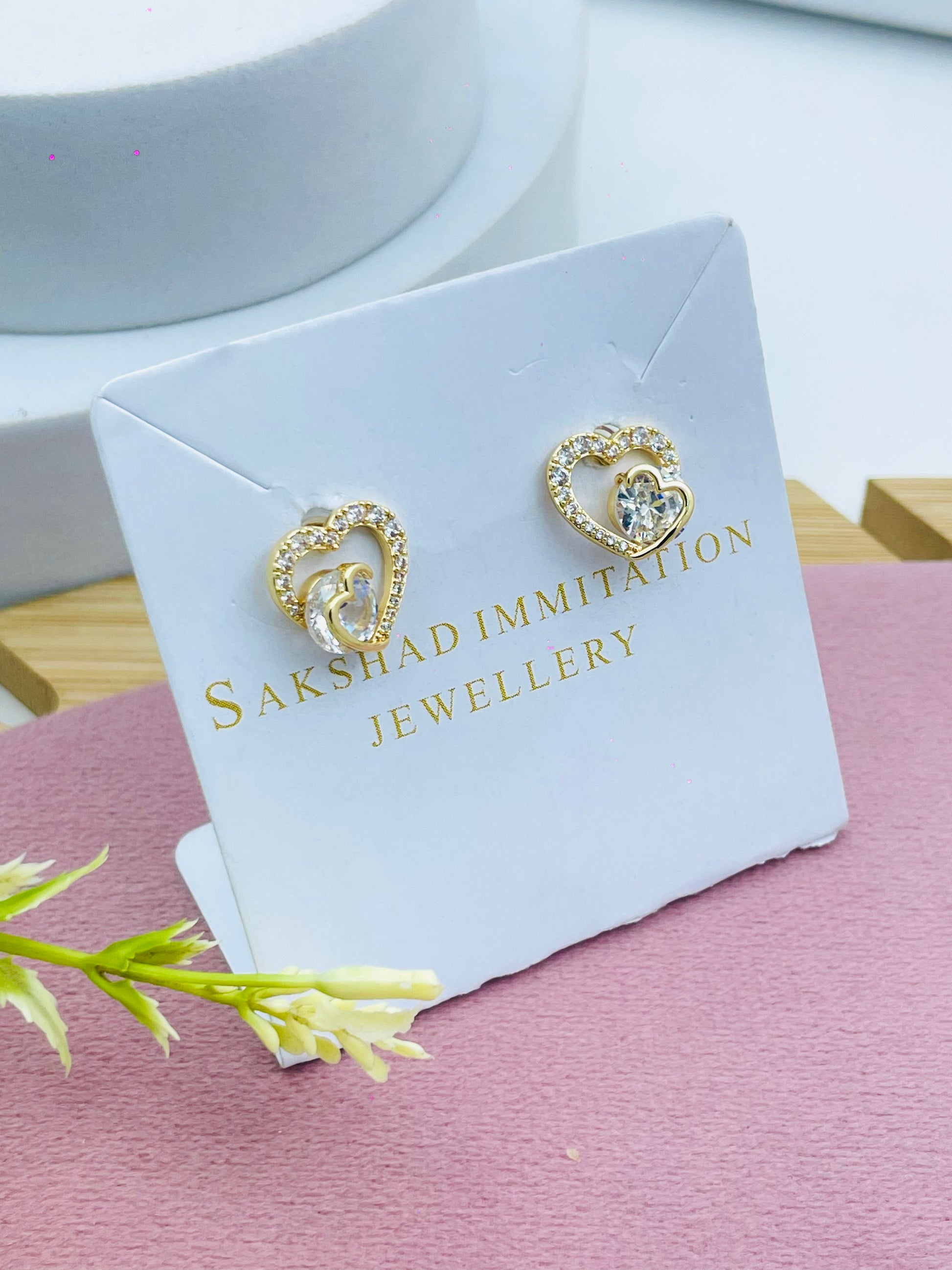 Gold HeartShaped Stud Earrings