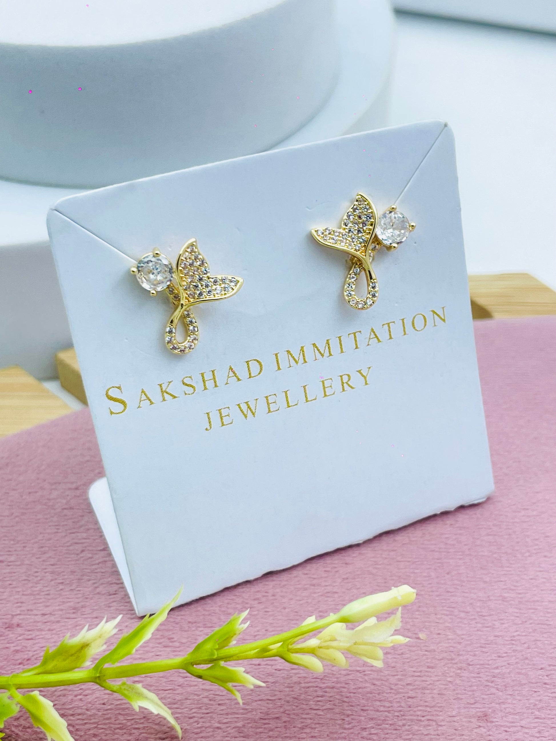 Elegant Gold Butterfly Stud Earrings