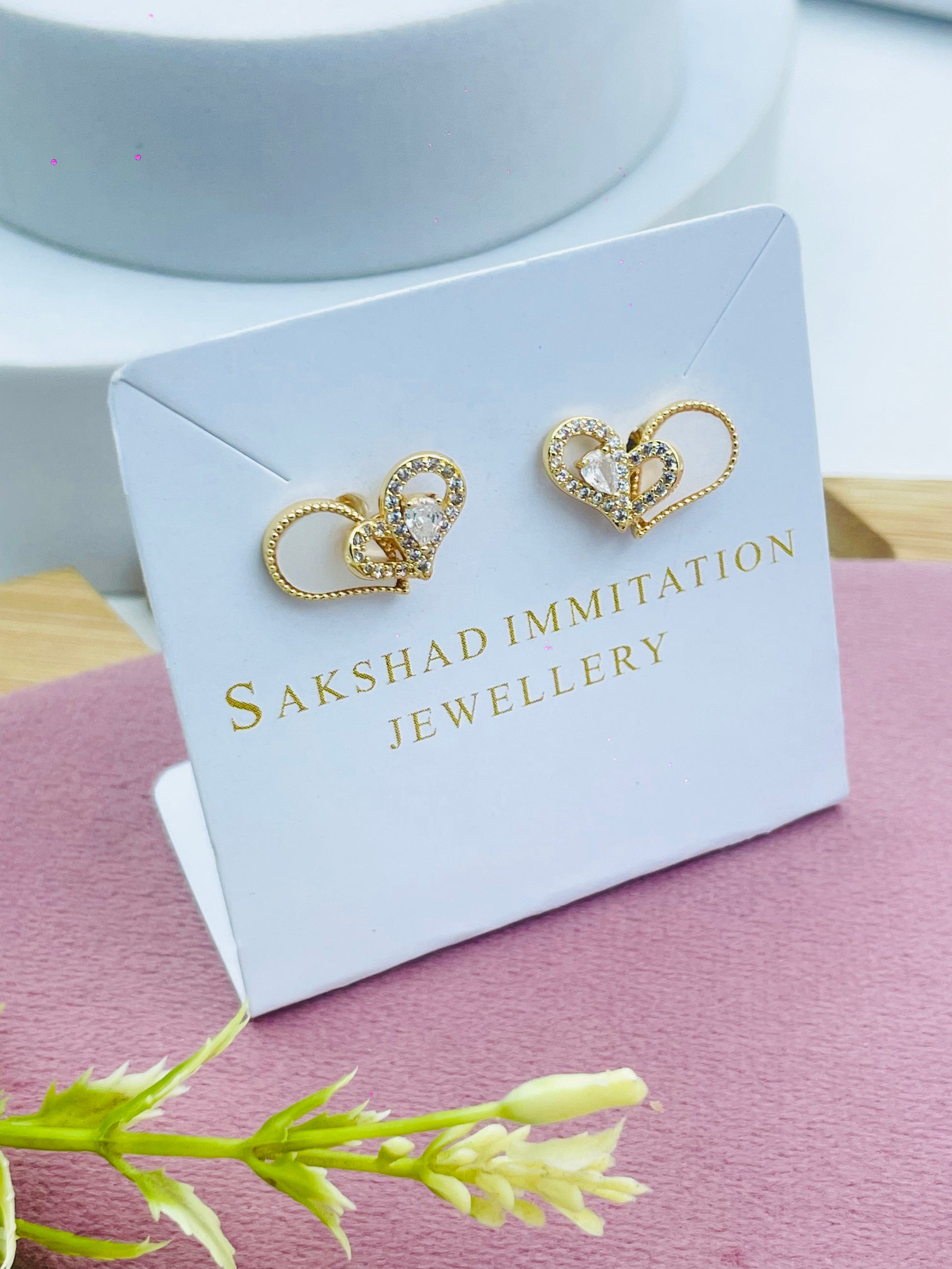 Elegant Heart Shaped Diamond Stud Earrings