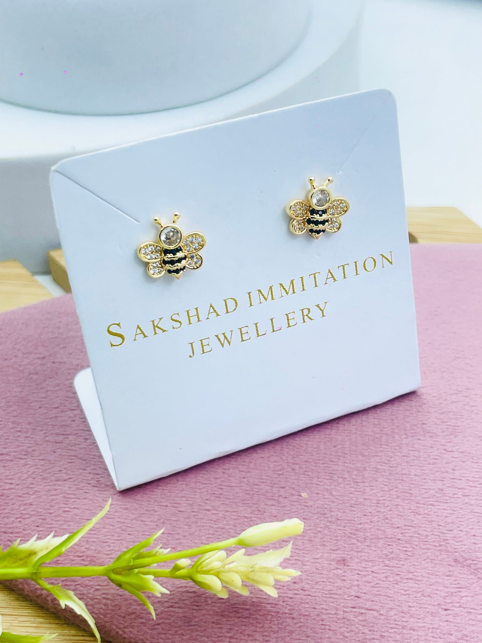 Bee Stud Earrings  Sakshad Imitation Jewellery