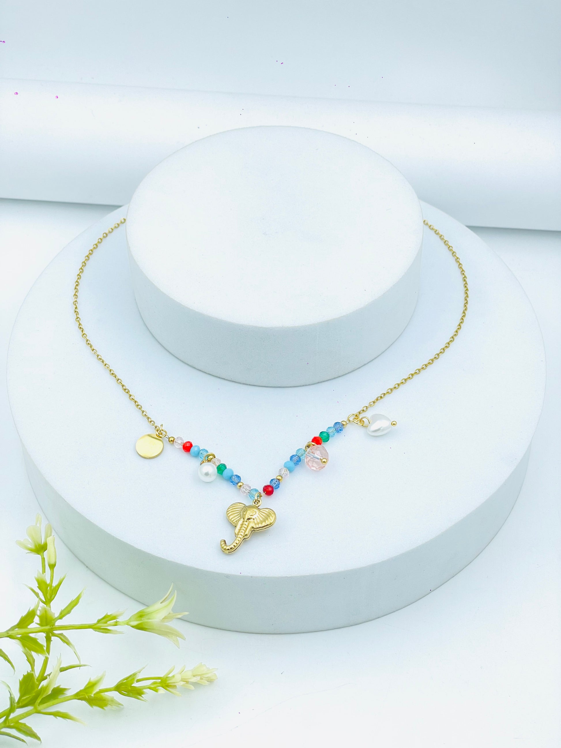 GoldPlated Multicolored Charm Necklace  Trendy and Chic