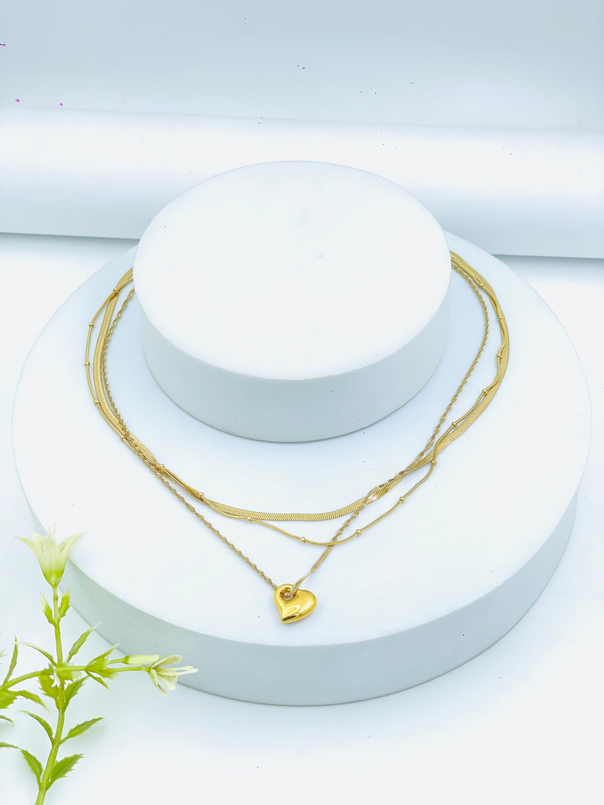 Elegant Gold Layered Heart Necklace