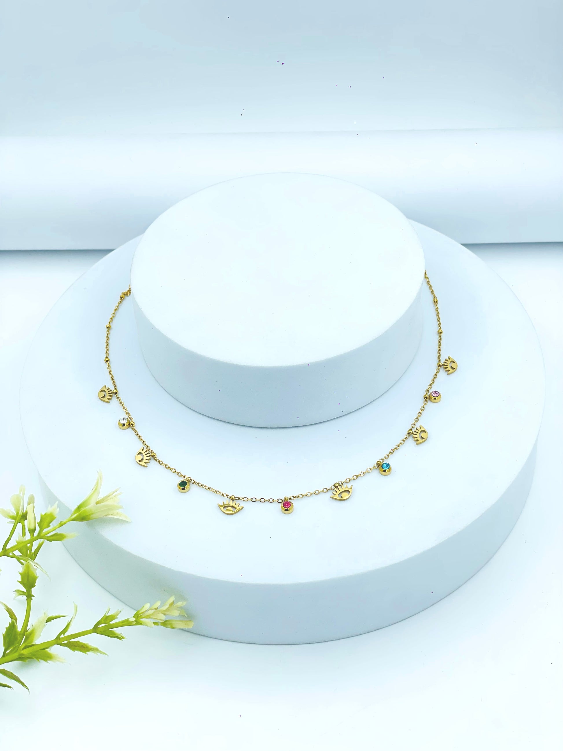 Elegant Gold Leaf Necklace with Beads