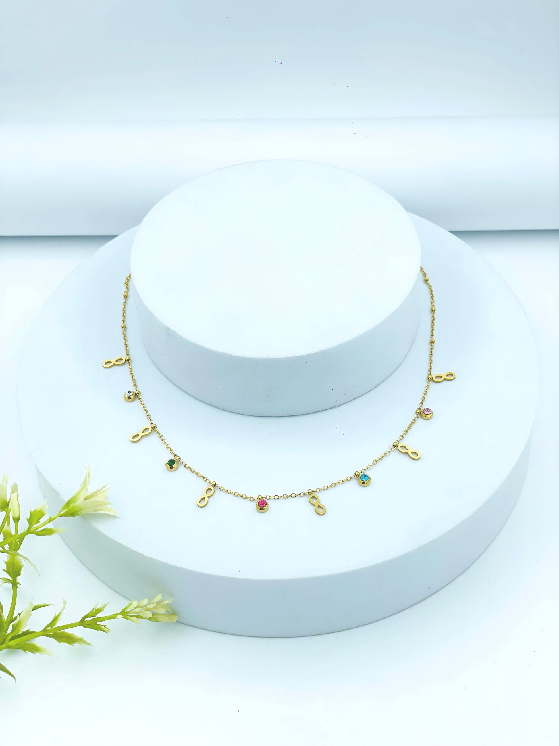 Elegant Gold Multicolor Charm Necklace