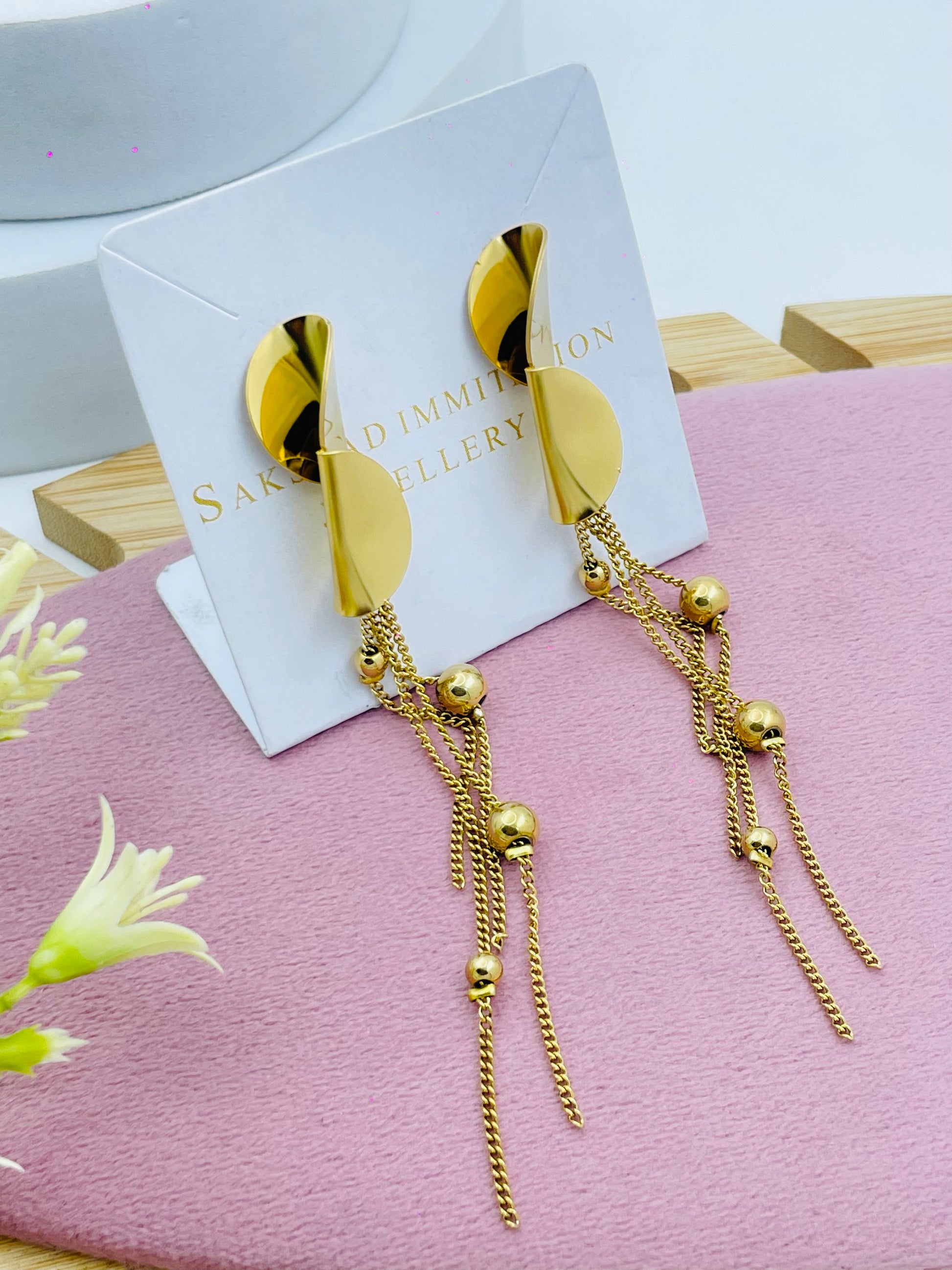 Elegant Gold Tassel Drop Earrings  Sophisticated Style