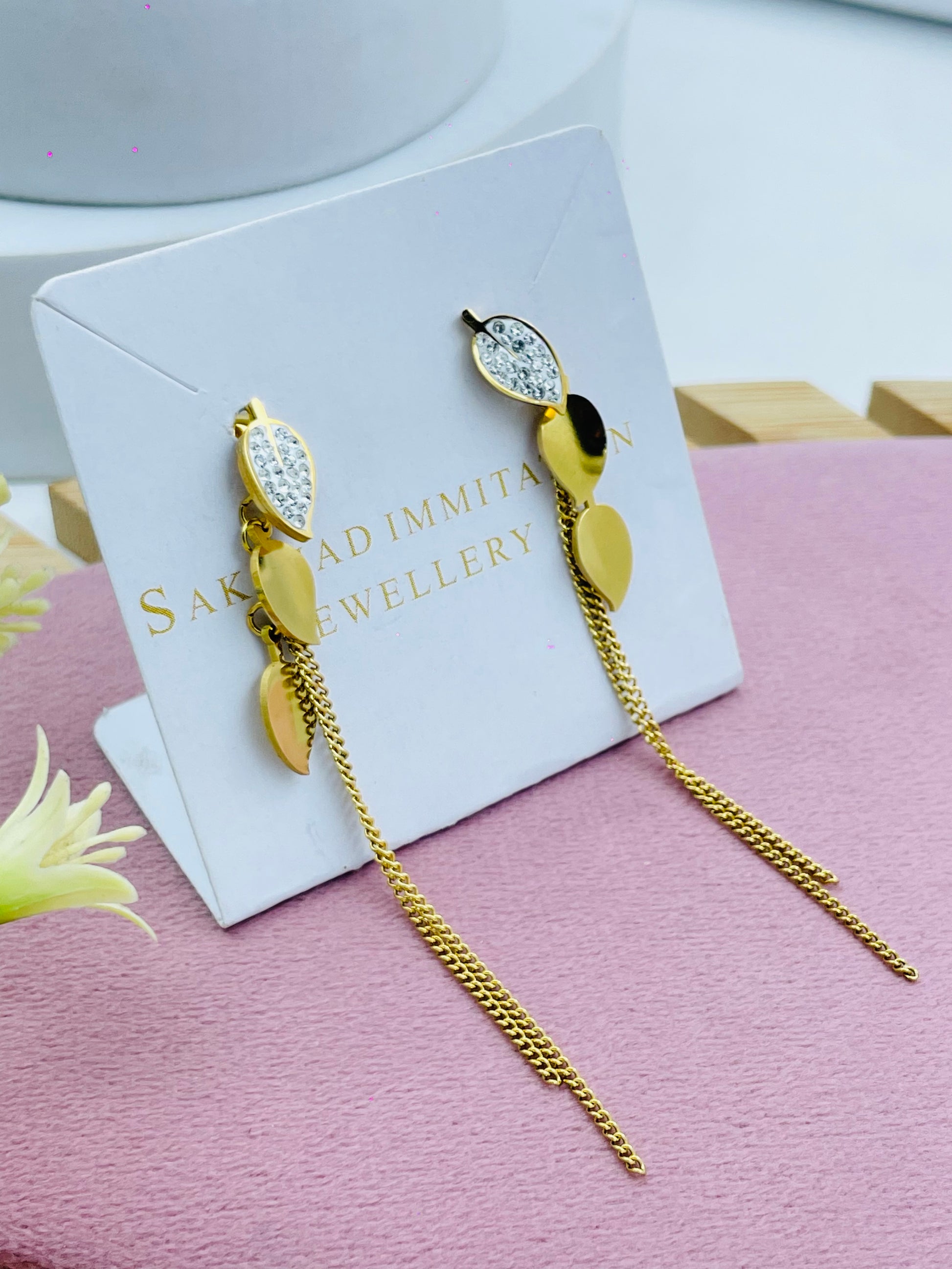 Elegant Gold Plated Dangling Earrings