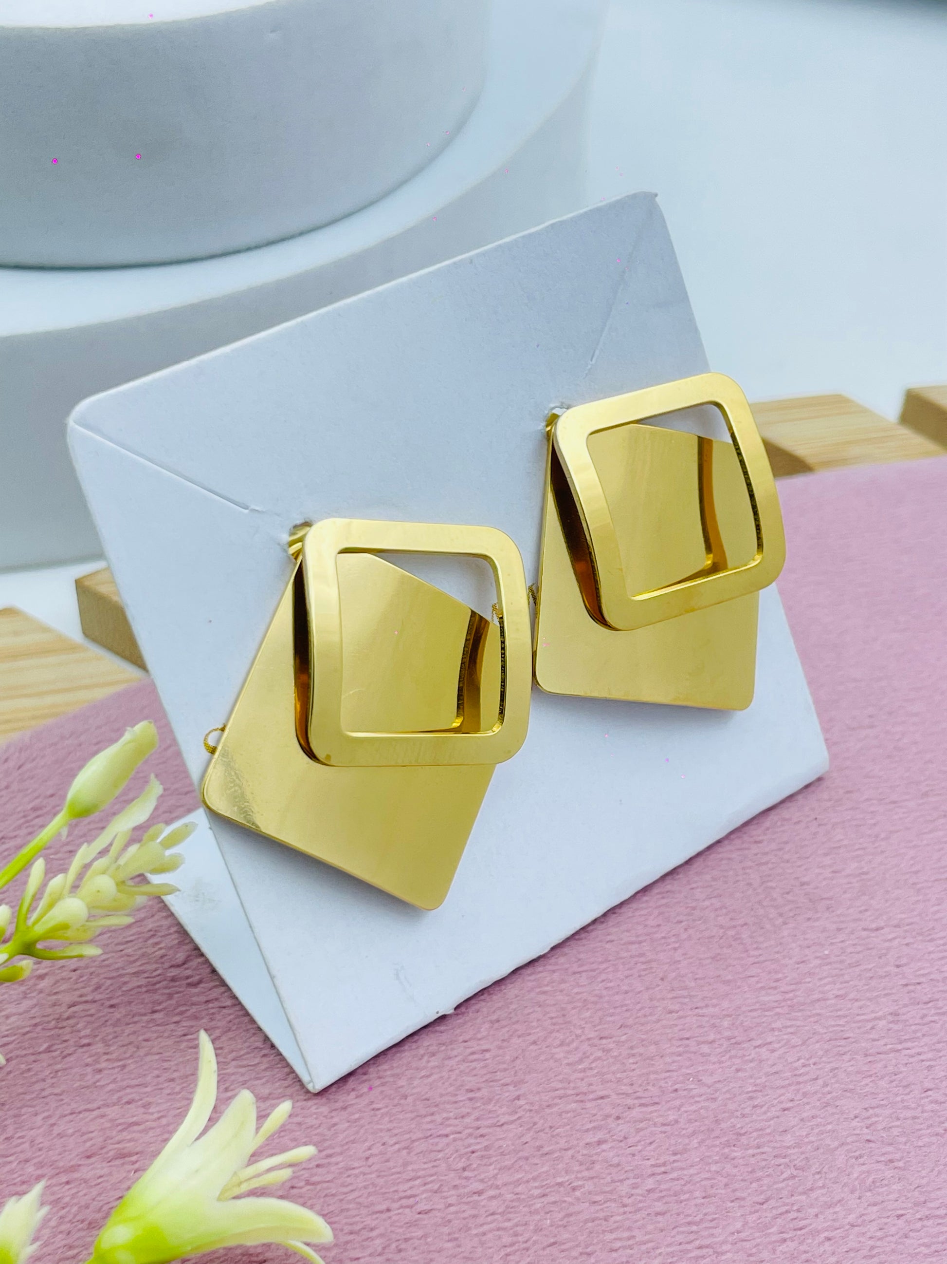 Elegant Geometric GoldTone Earrings