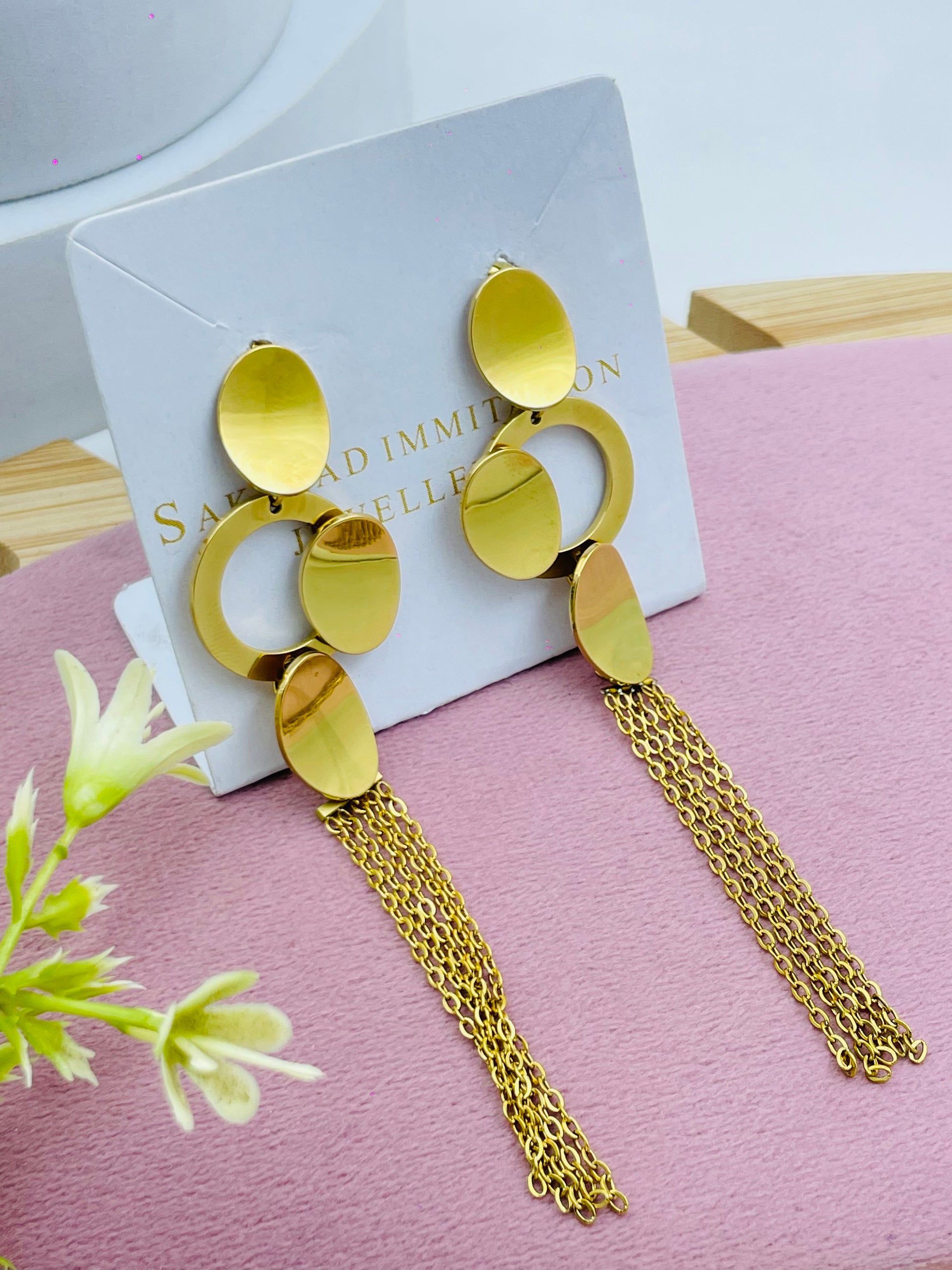 Elegant Gold Chandelier Statement Earrings