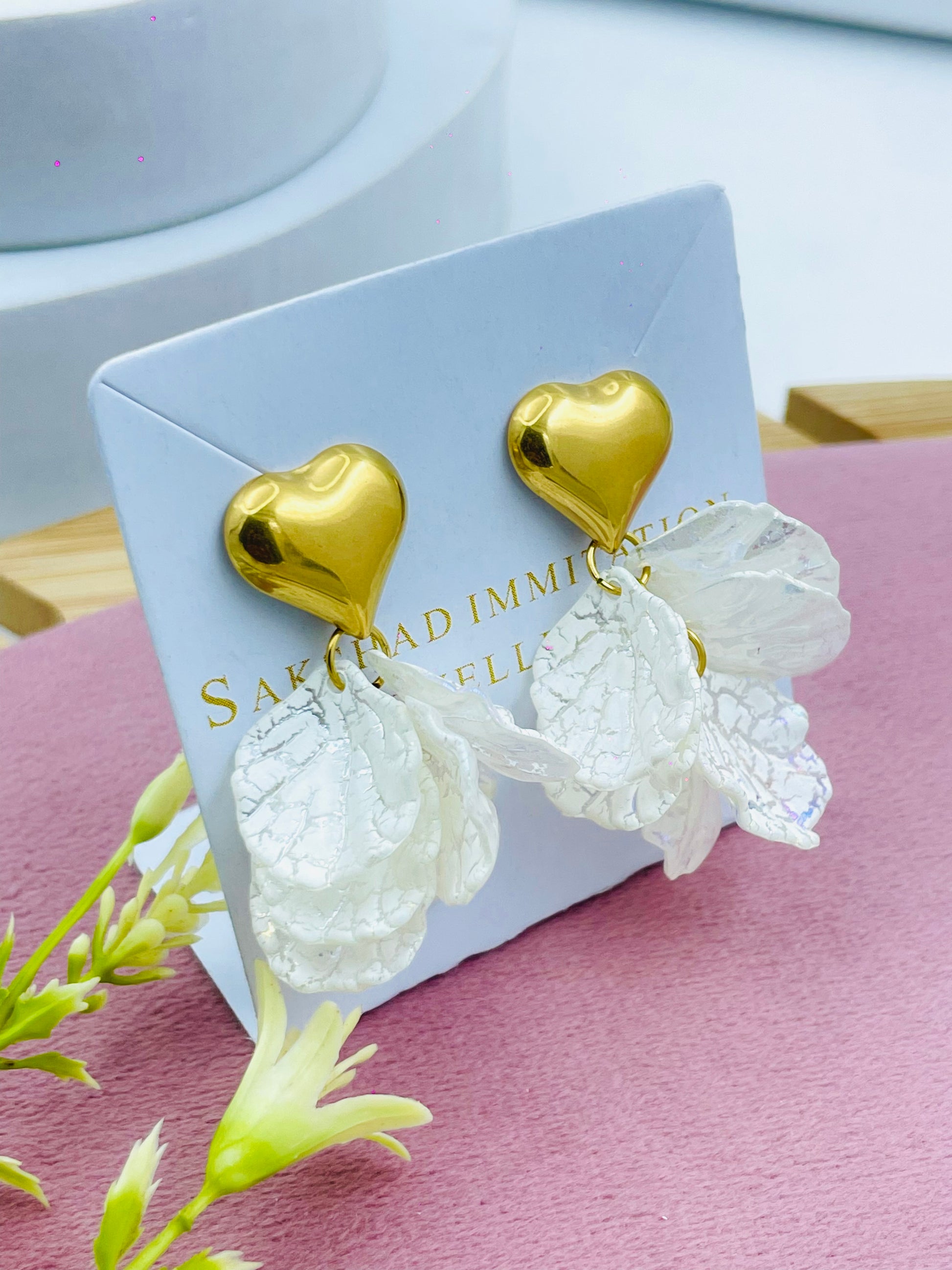 Elegant Heart and Lace Earrings