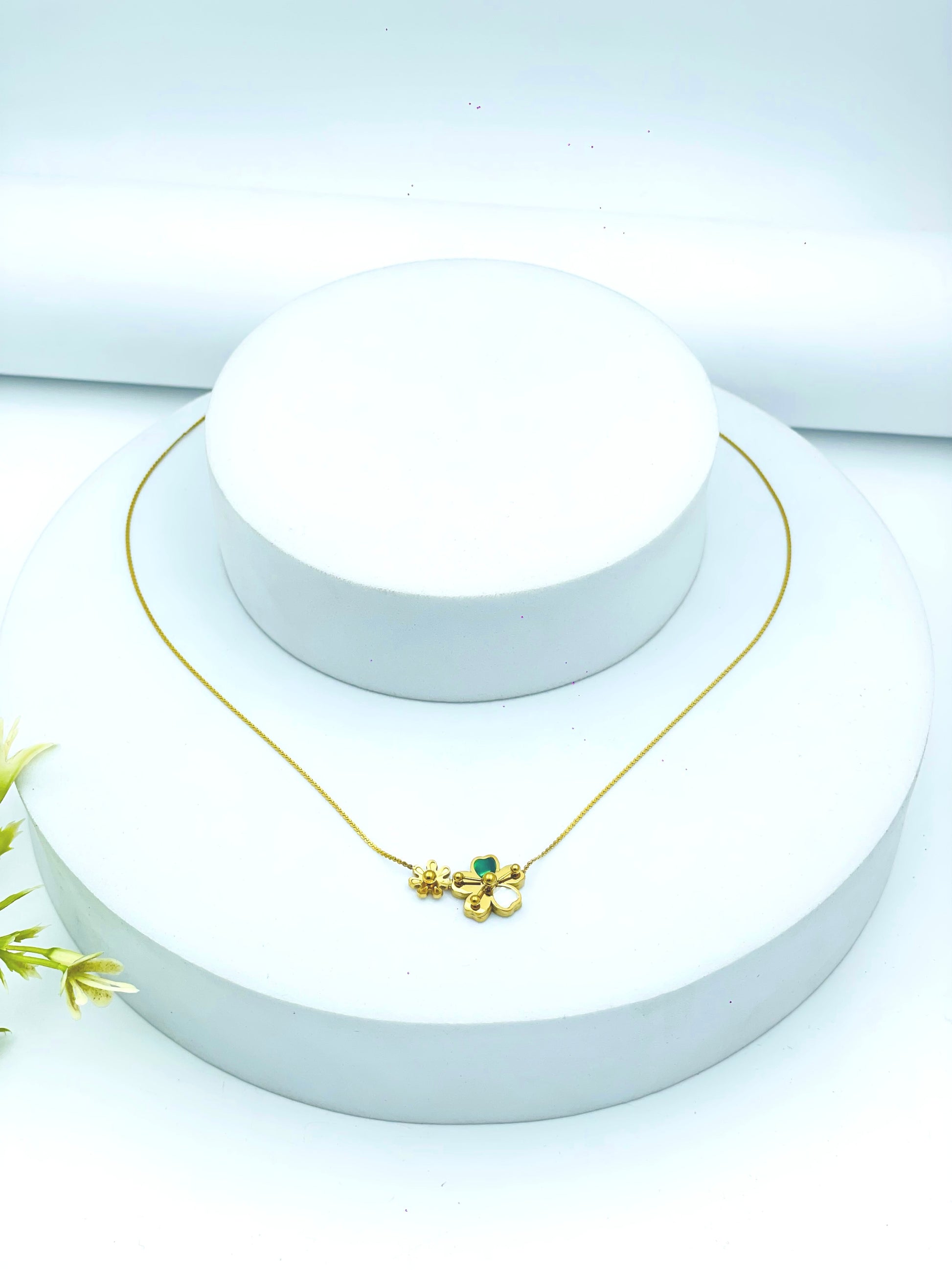 Elegant Gold Plated Clover Charm Necklace