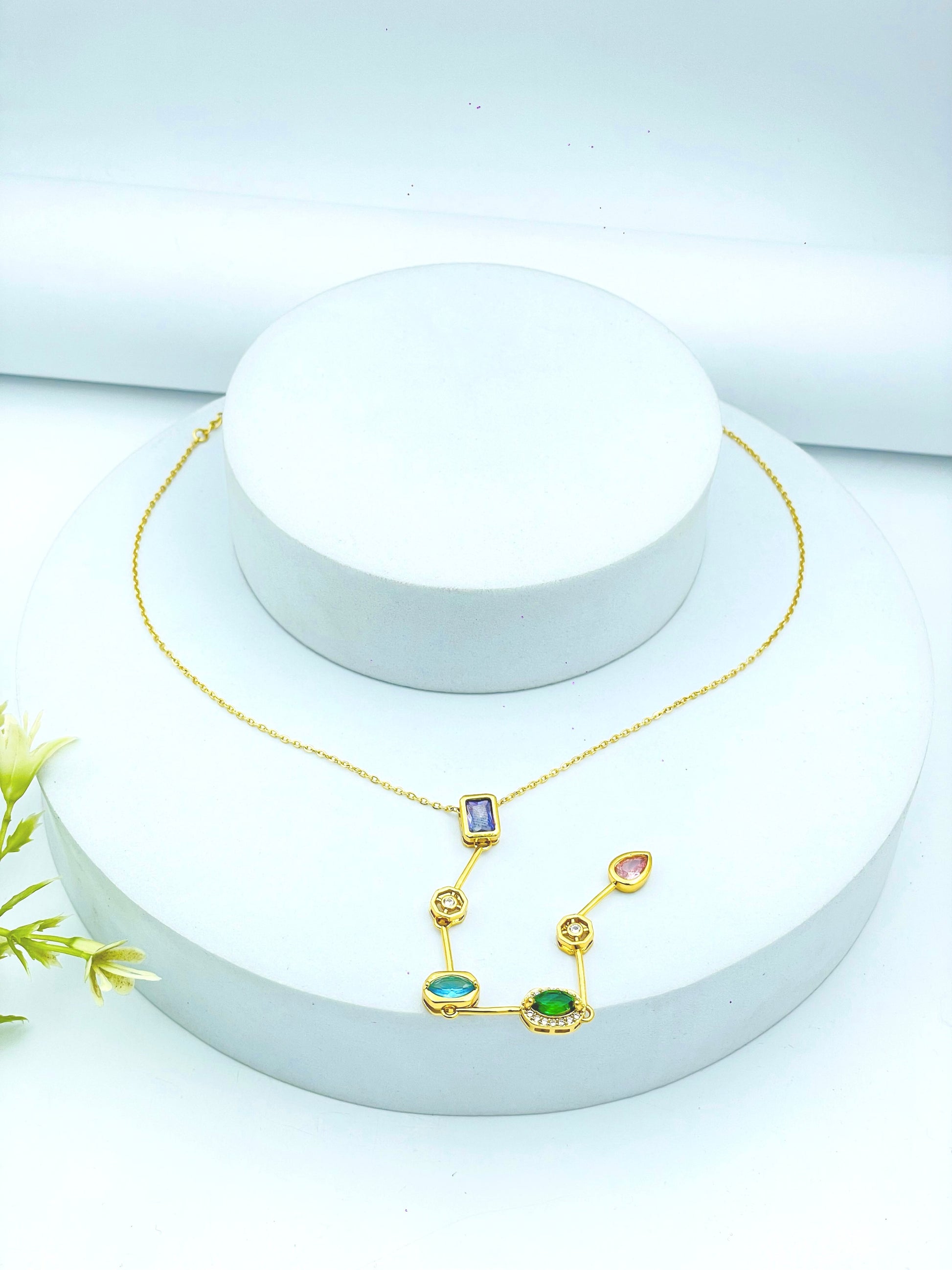 Elegant MultiStone Gold Necklace for Women