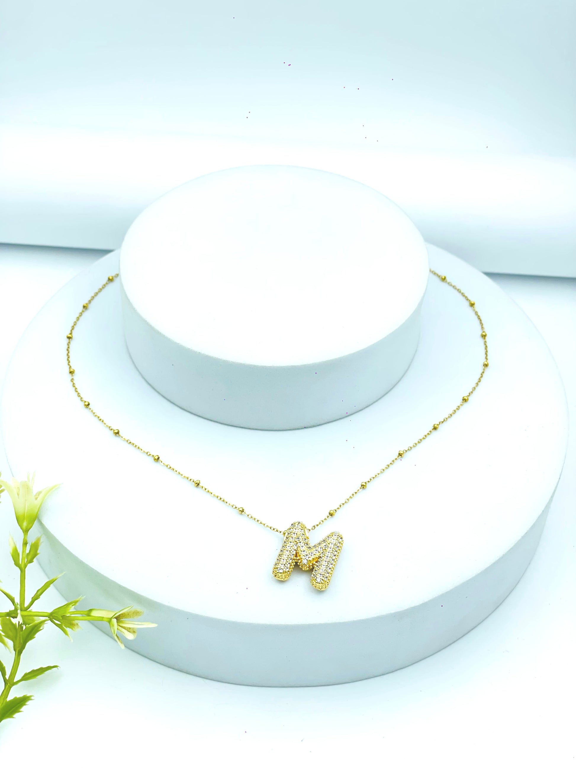 Elegant Gold Initial M Necklace