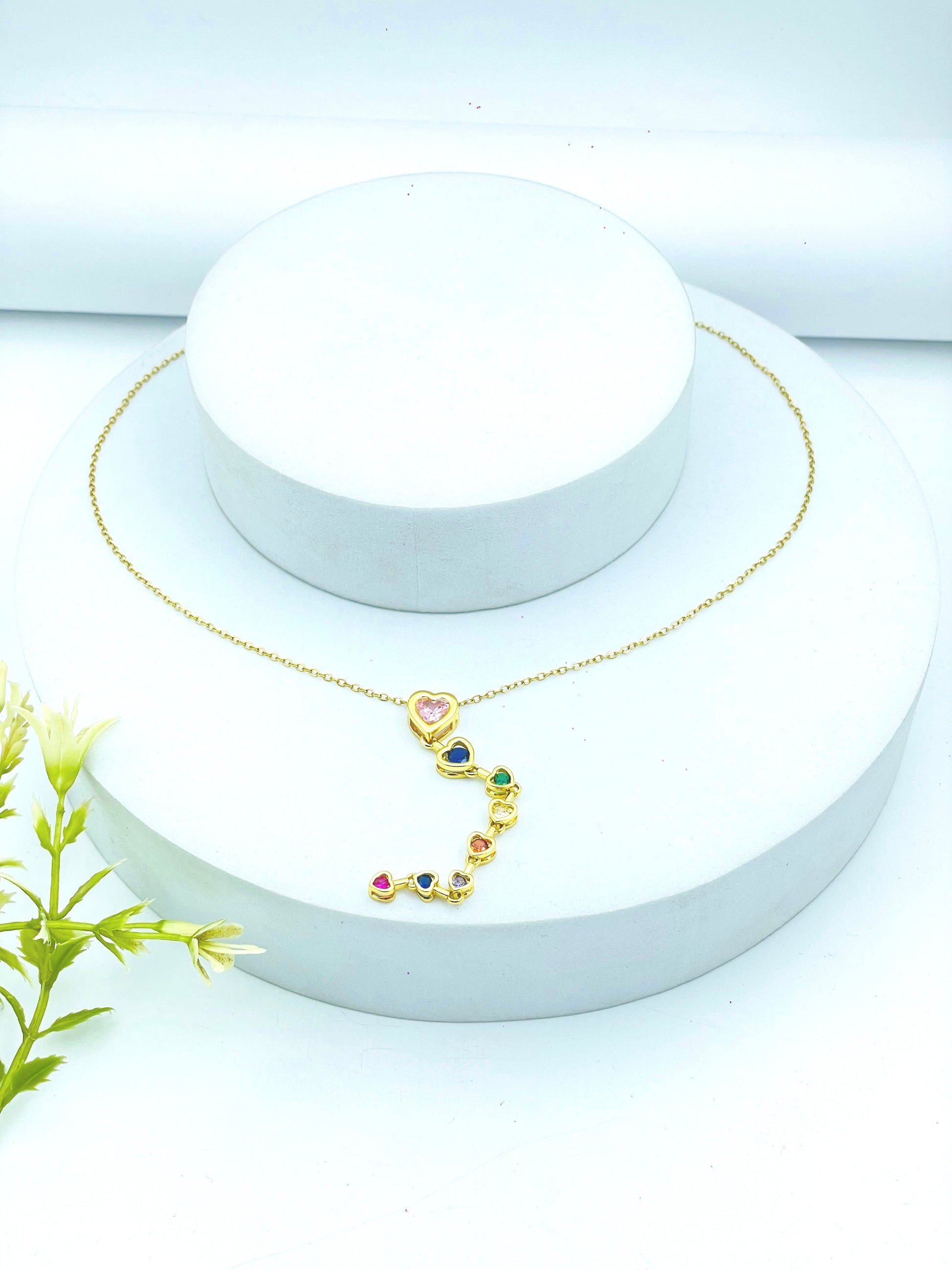 Elegant Multicolor Heart Stone Necklace for Women