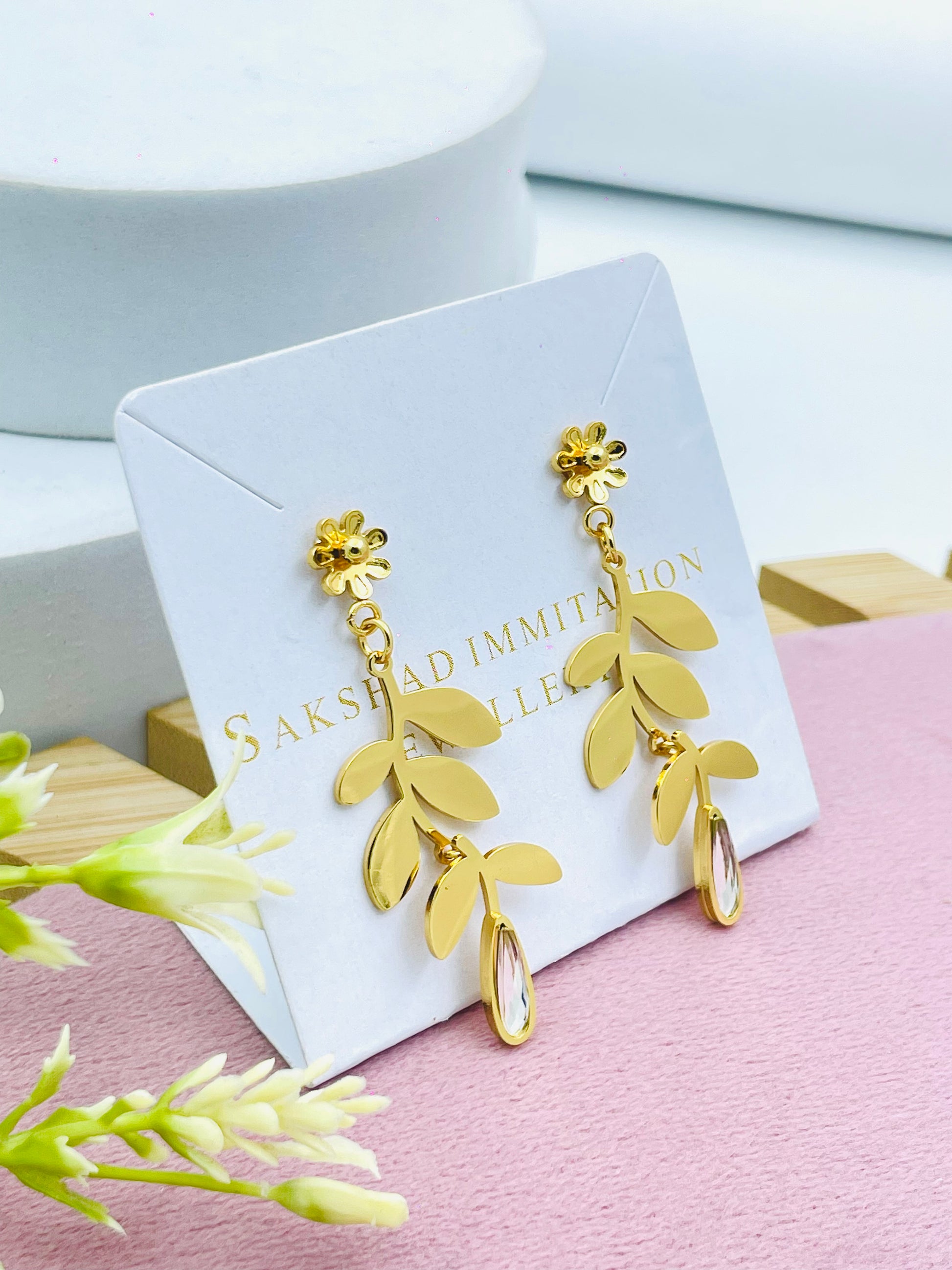 Elegant Floral Leaf Drop Earrings