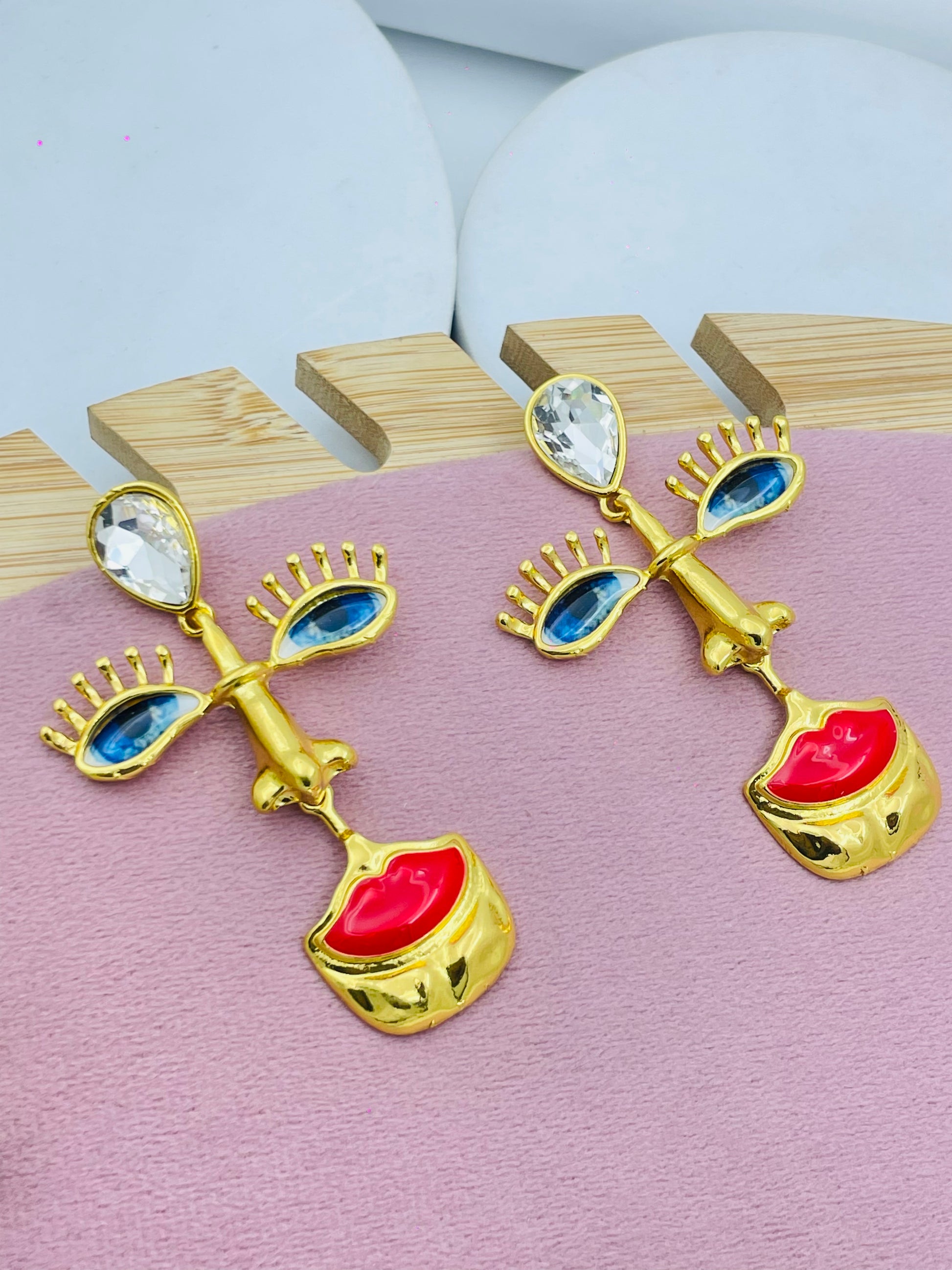 Artistic Face Earrings with Bold Colors