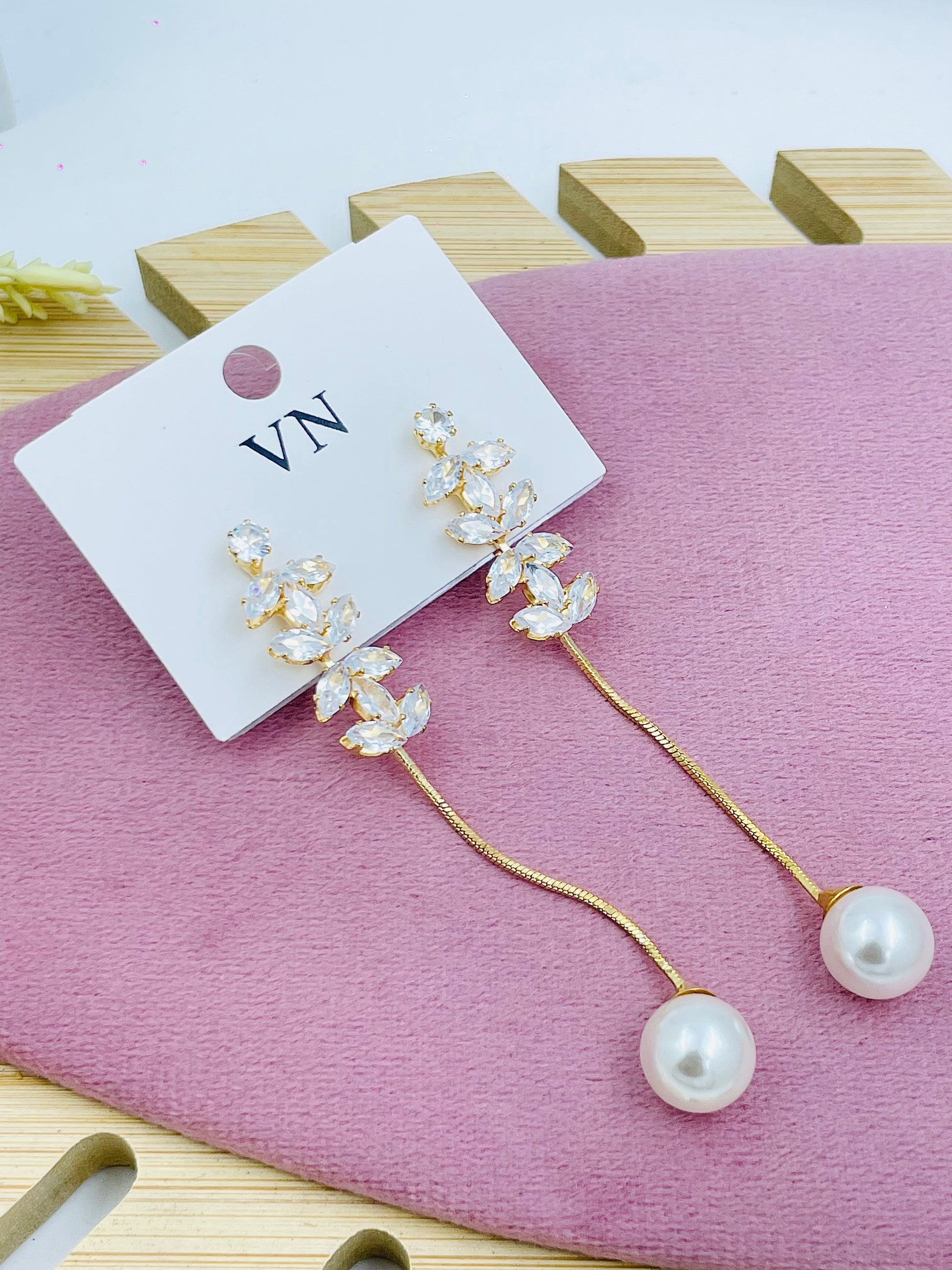 Elegant Floral Pearl Drop Earrings