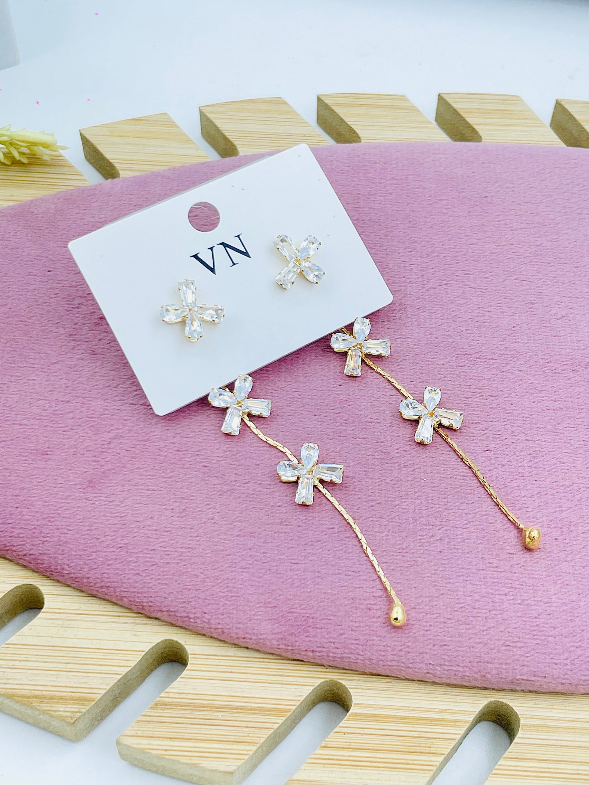 Elegant Gold and Silver Flower Dangle Earrings
