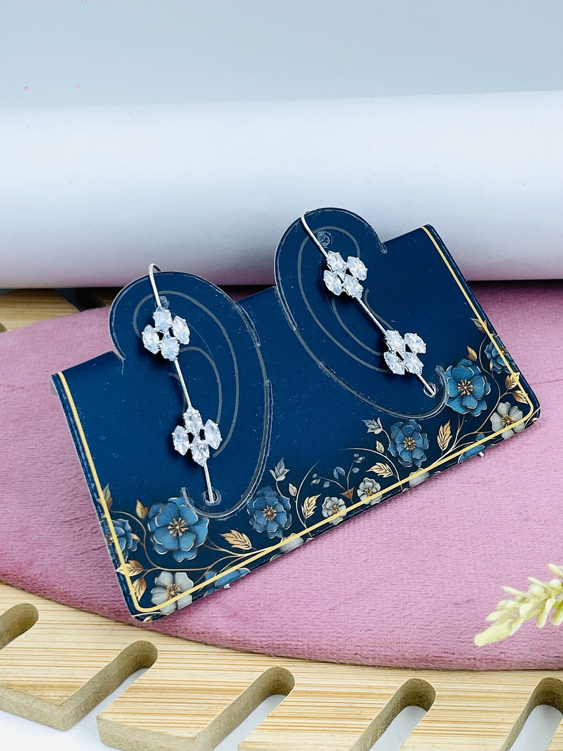 Elegant Floral Silver Hoop Earrings