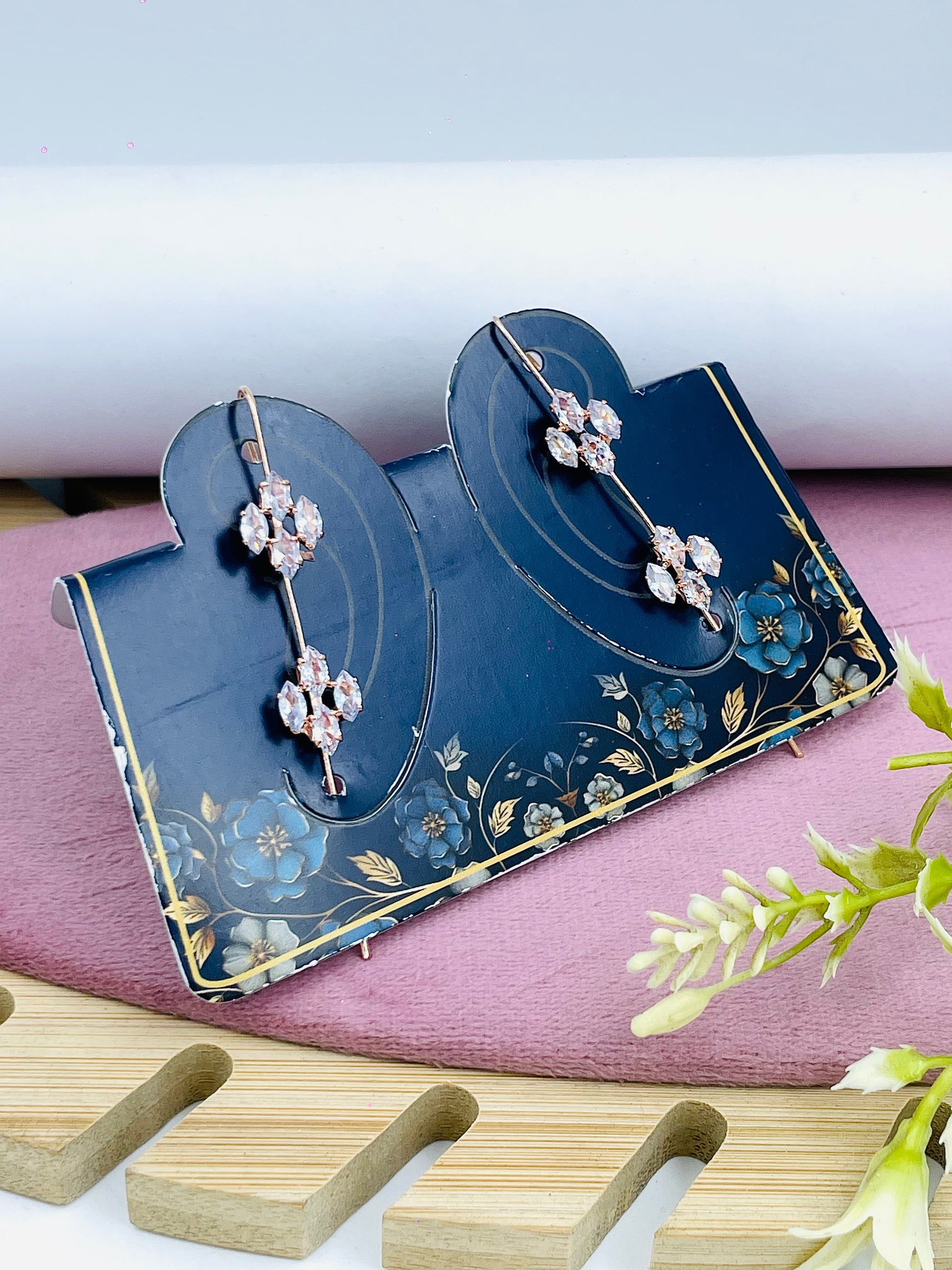 Elegant Floral Crystal Drop Earrings for Women
