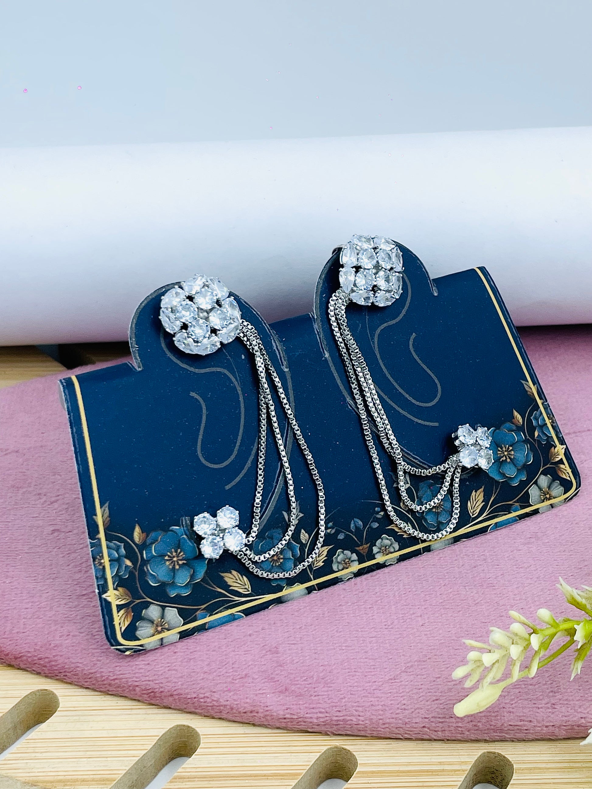 Elegant Floral Chained Earrings for Women