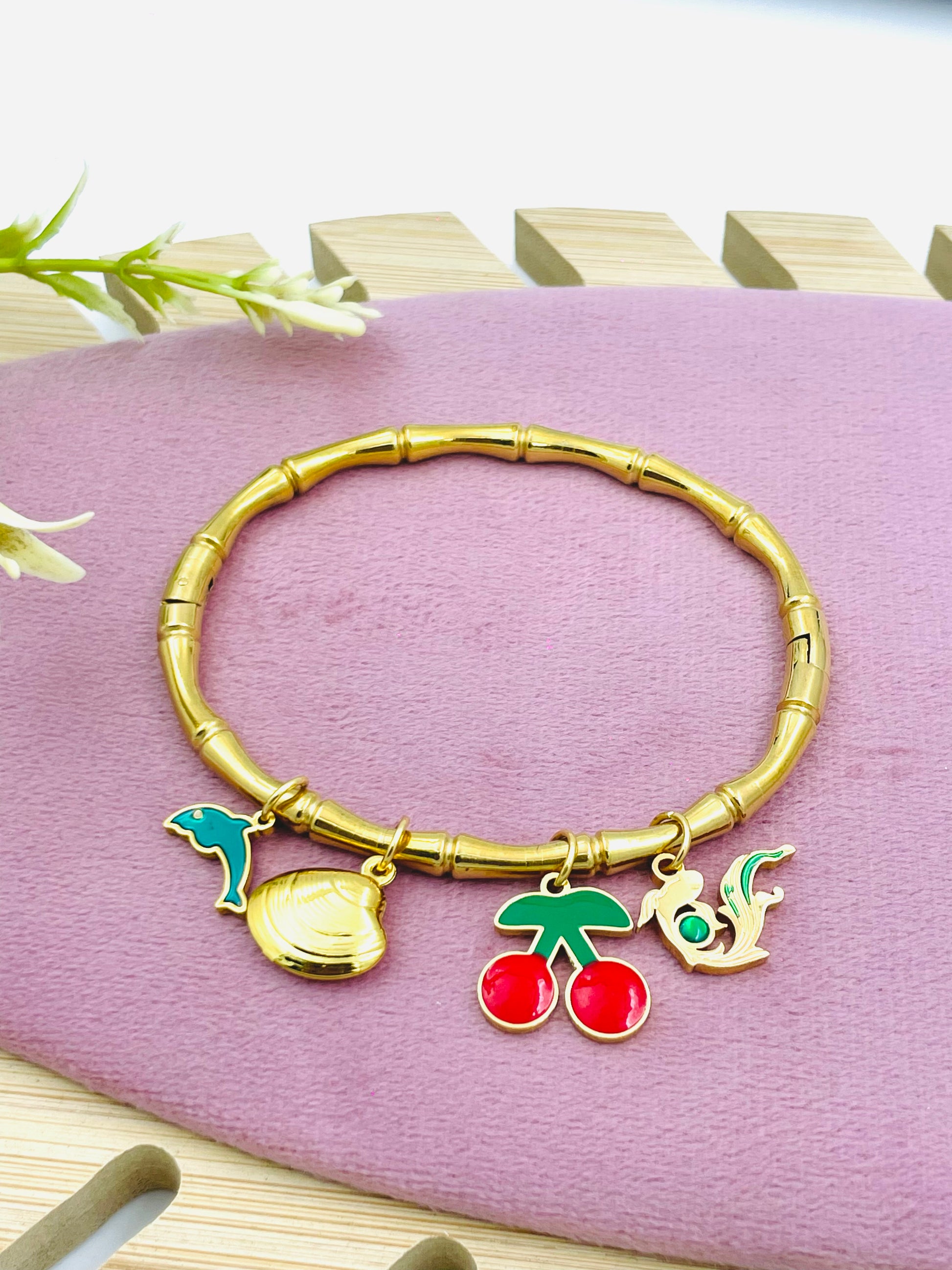 Stunning Gold Charm Bracelet with Colorful Charms