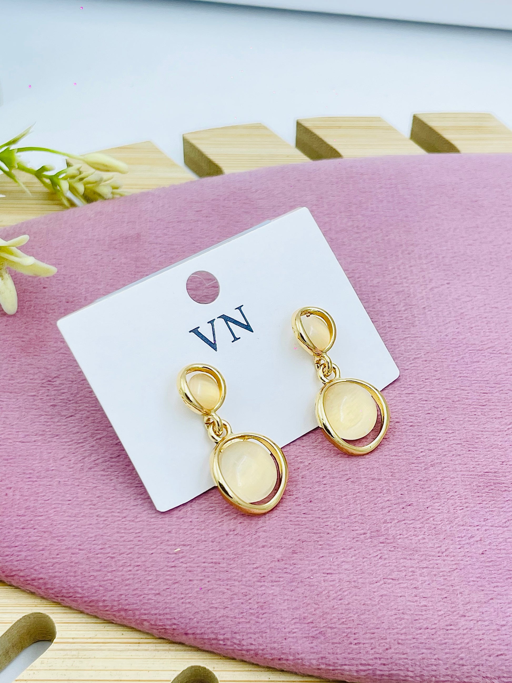 Stylish GoldTone Double Circle Earrings  Elegant Jewelry