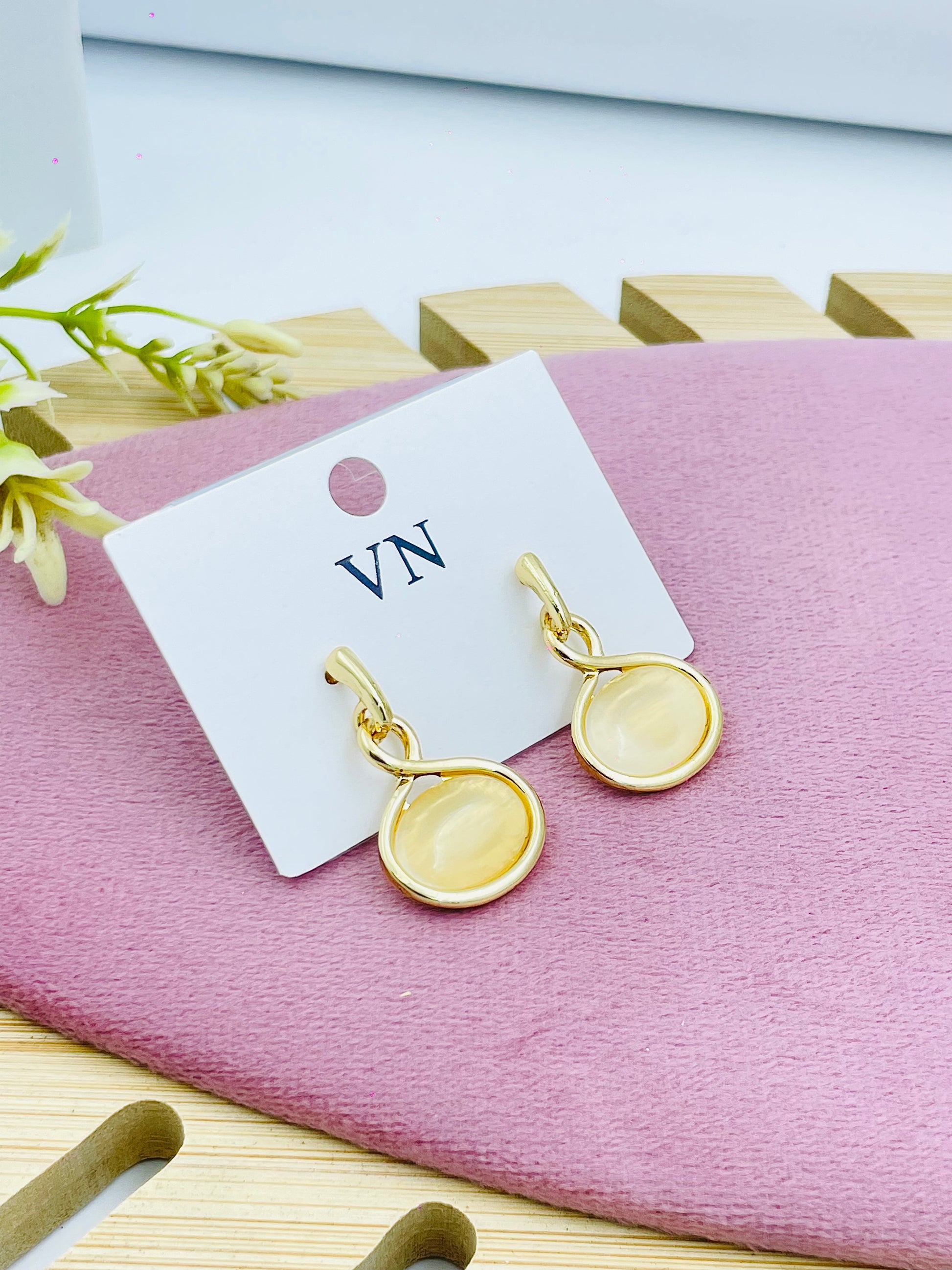 Elegant Gold Plated Round Drop Earrings  Stylish Accessories