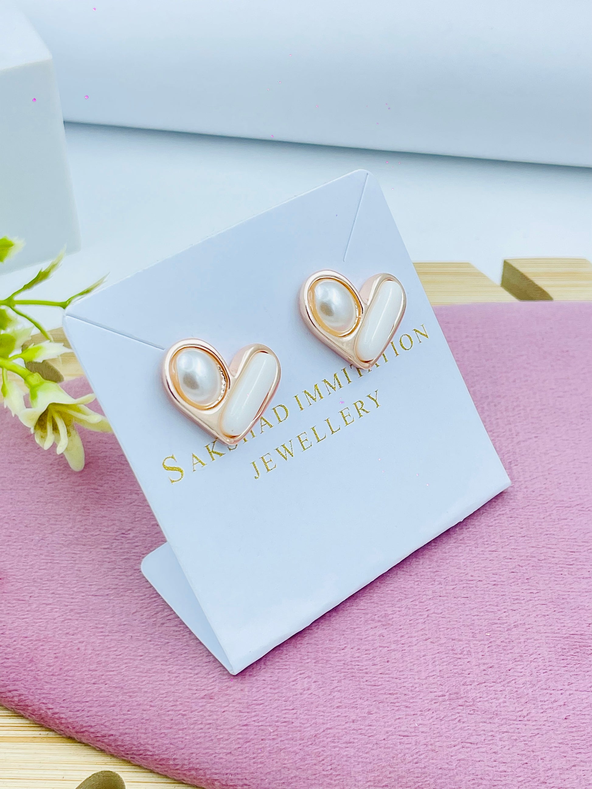 Elegant HeartShaped Pearl Earrings  Sakra Jewellery