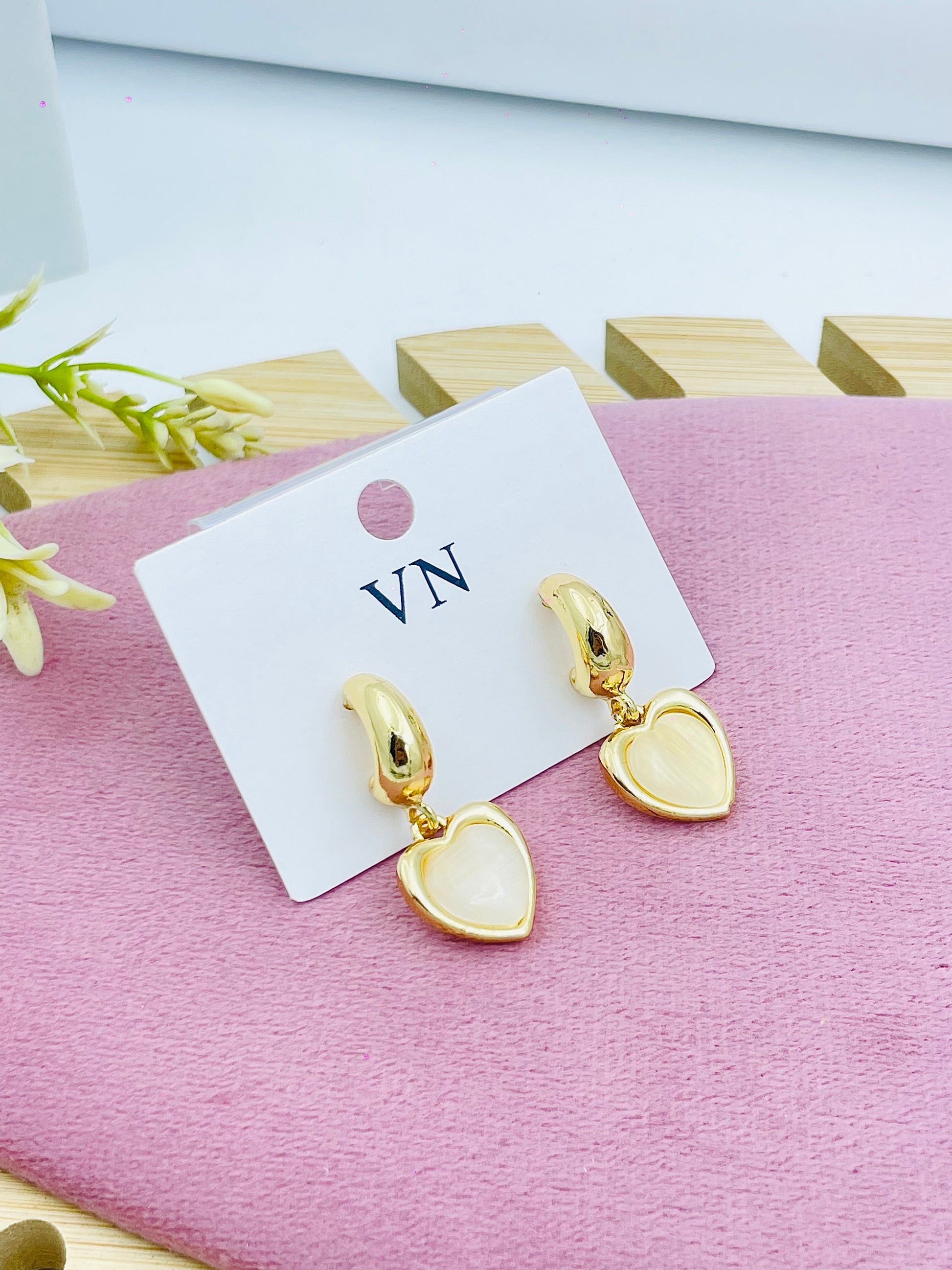 Elegant Gold Heart Drop Earrings for Women