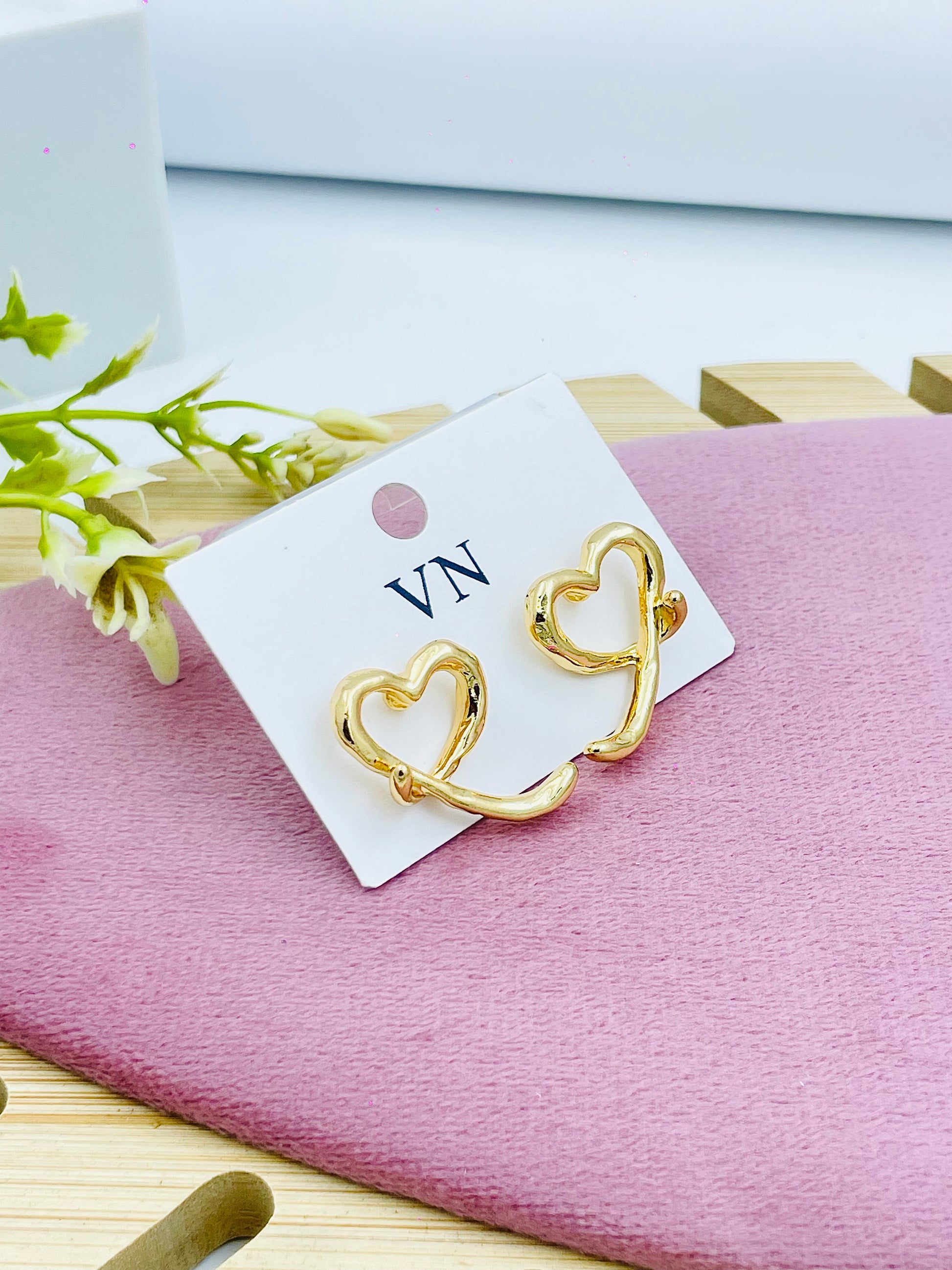 Elegant Gold Heart Hoop Earrings