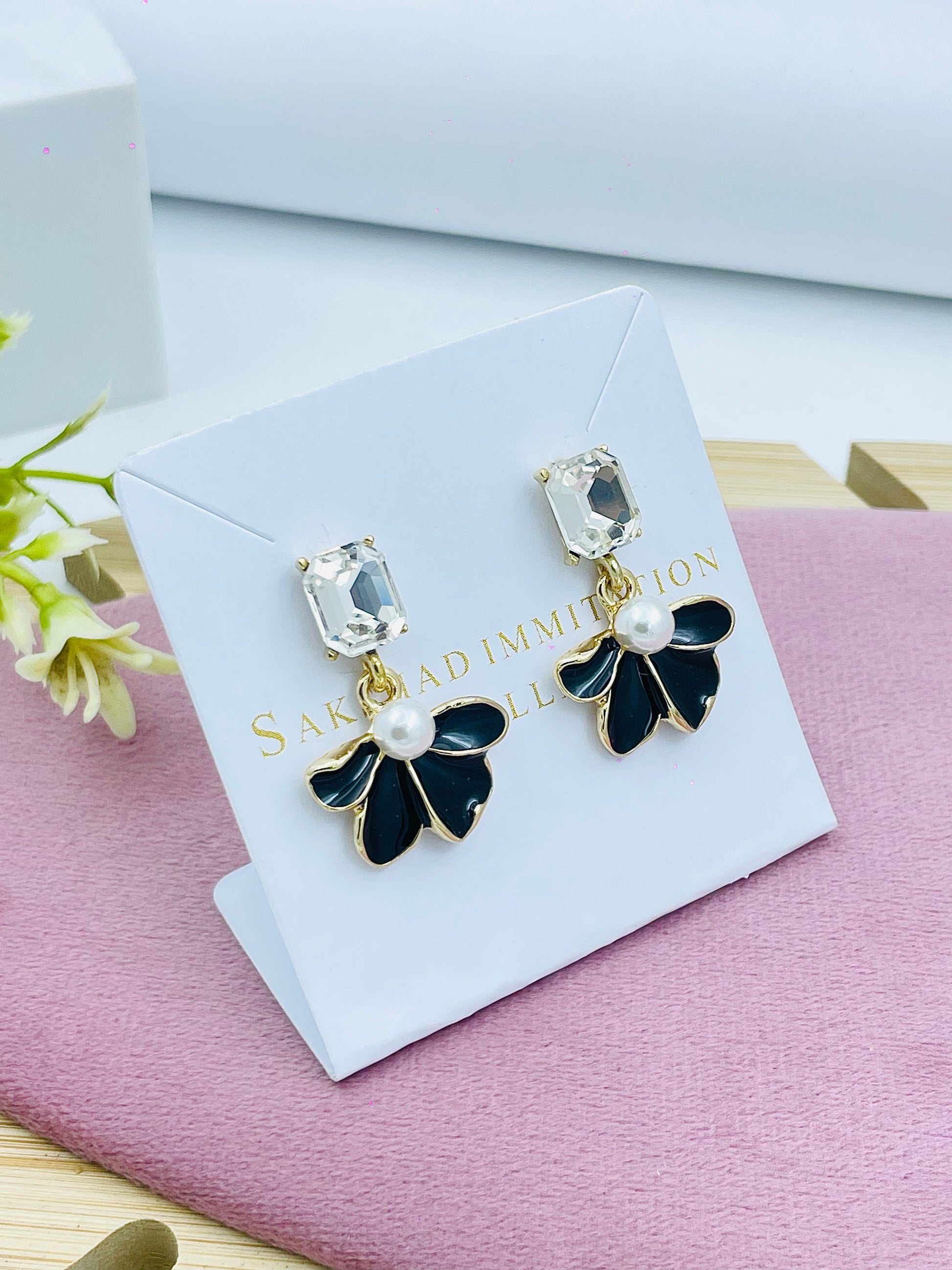 Elegant Floral Crystal Drop Earrings  Jewelry Collection