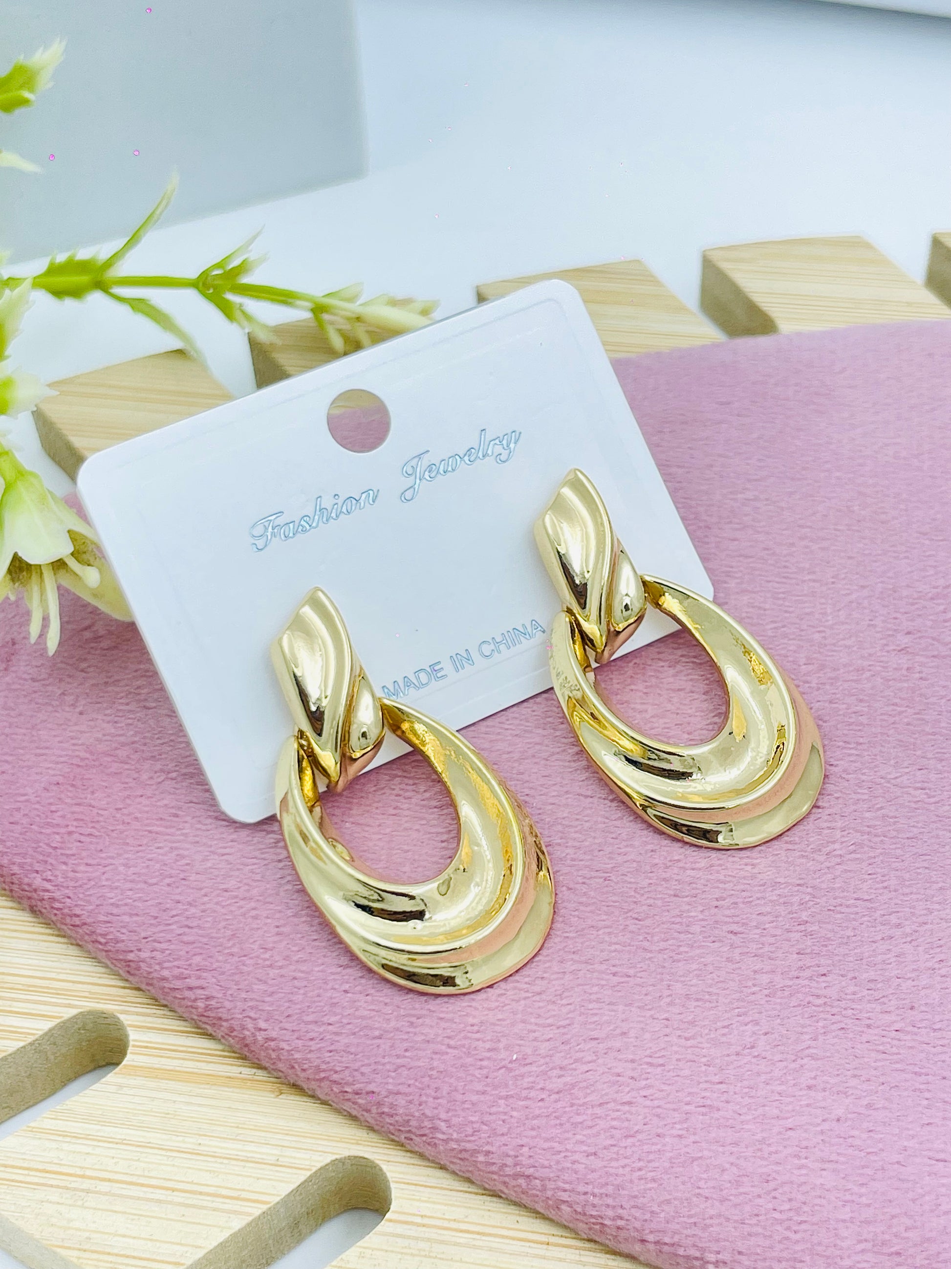 Stylish GoldTone Double Hoop Earrings  Elegant Fashion Jewelry