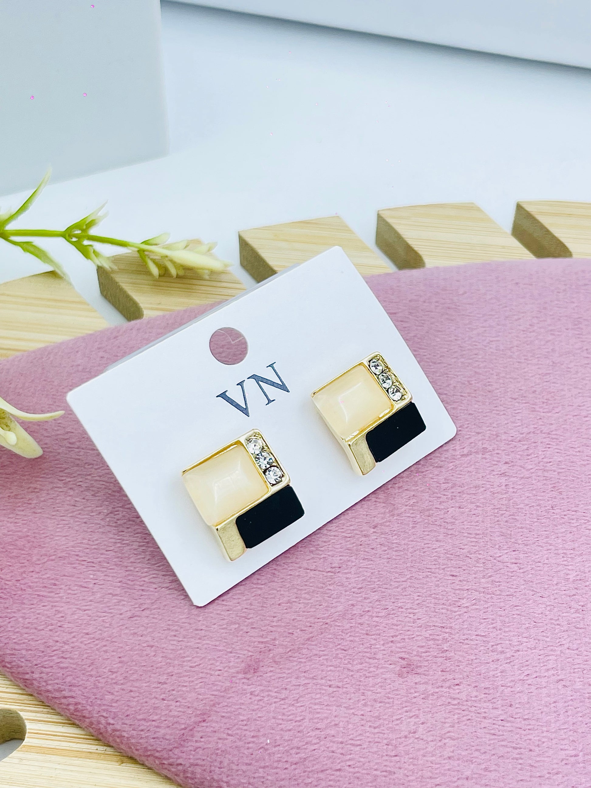 Stylish Geometric Enamel Stud Earrings