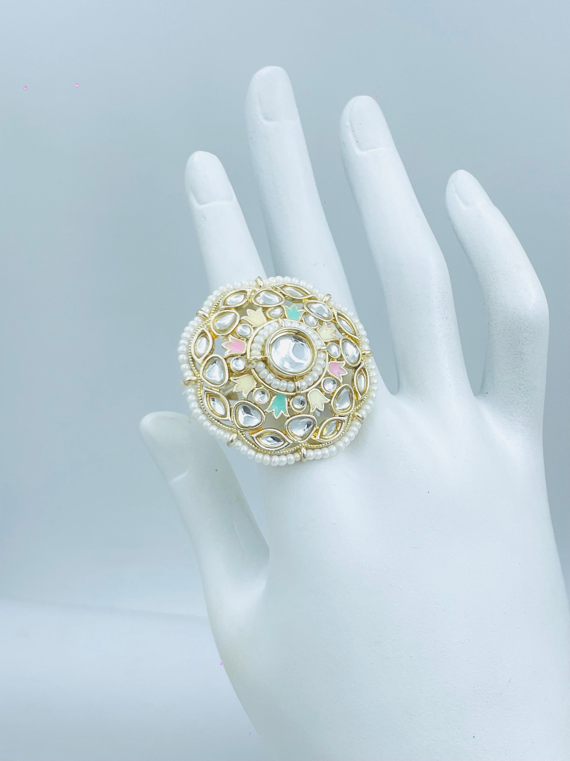 Ornate Gemstone Ring with Intricate Design